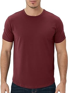 Men's Ultra-Soft Bamboo Viscose T-Shirt, Curved Hem Lightweight Cooling Cotton Blend Casual Tee