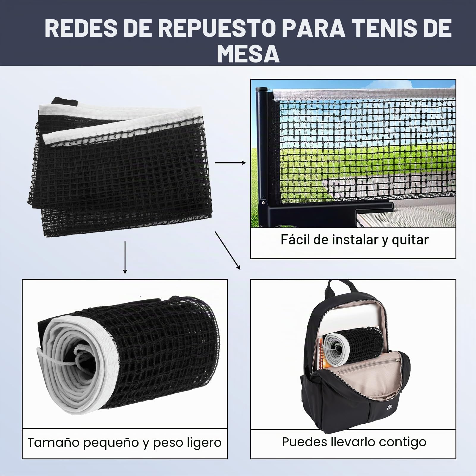 Red de Reemplazo de Tenis de Mesa Portátil Durable 2 PCS Universal para Mesas de Juego