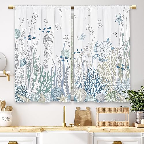 Miniatura 21 de Cortinas de cocina marrón con temática de café, estilo campestre, rústico, moderno, latte, pequeñas, cortas, para ventana de cafetería, cortinas de