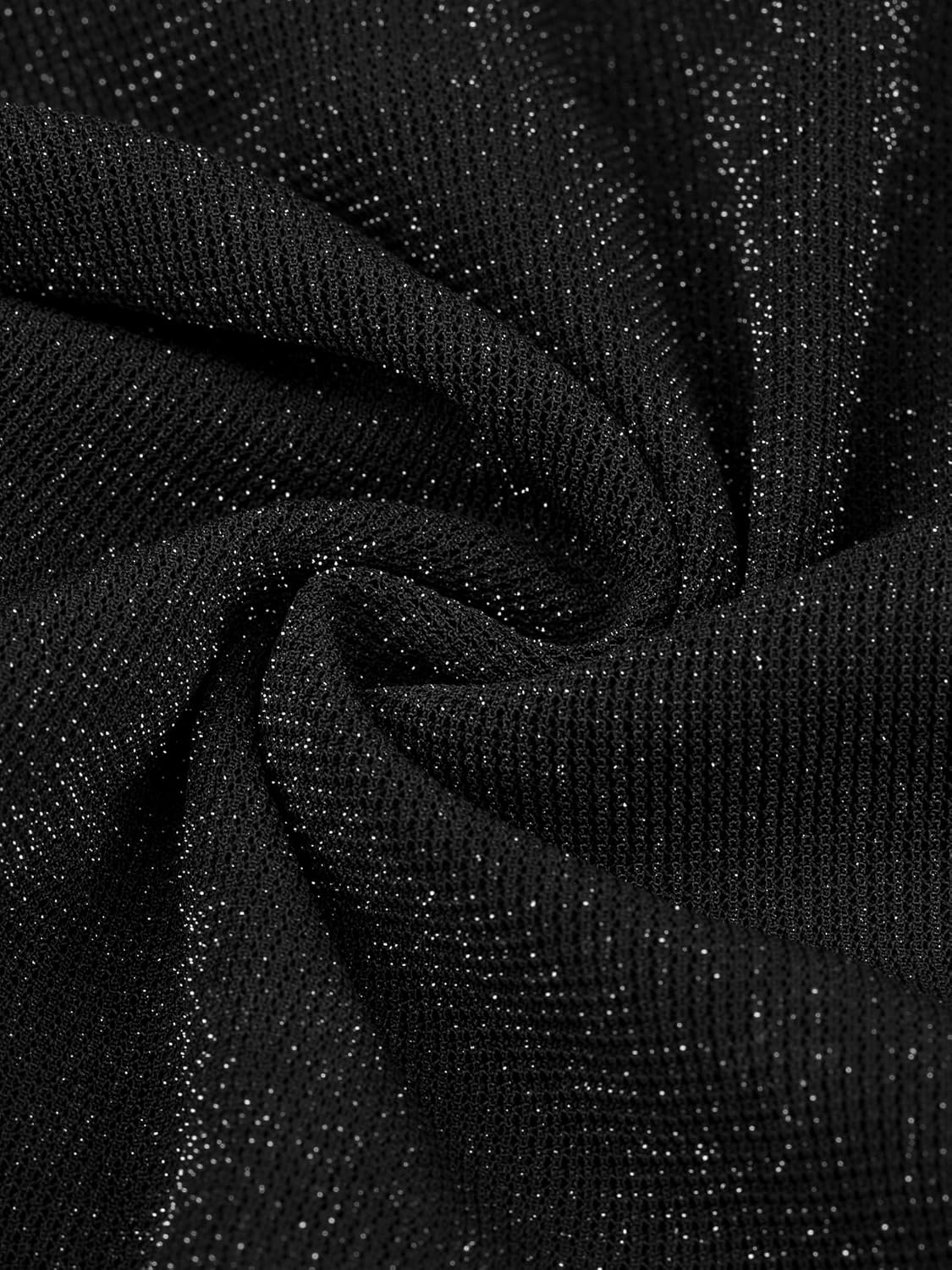 Allegra K Ruched Tops for Women's Cropped Glitter Long Sleeve Mesh Blouse - Image 5