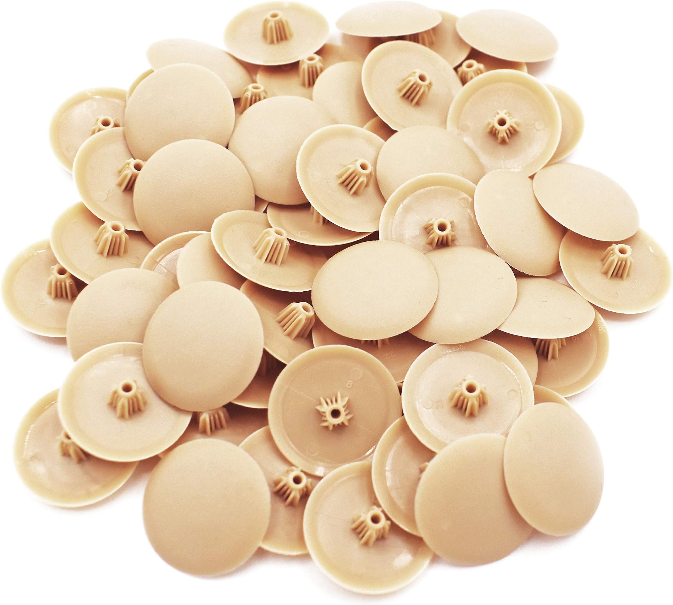 Snap-On Bifix Cover Caps to Use with Phillips Ph2 & Pozidrive Pz2 Pozi Screws - Pack of 50 Biffix Covers : Almond Ivory