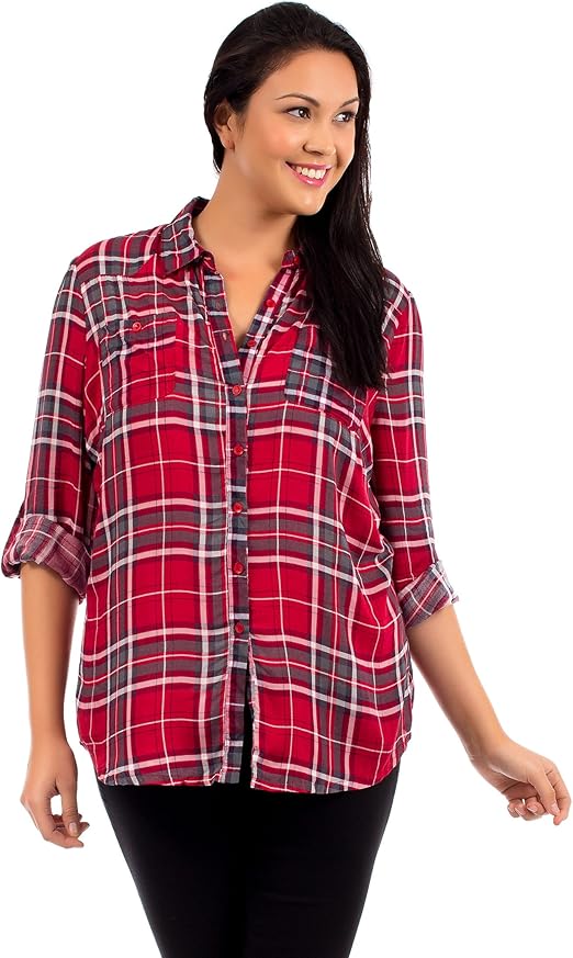 Haute 18 Plus Size Plaid Shirt at Amazon Women’s Clothing store
