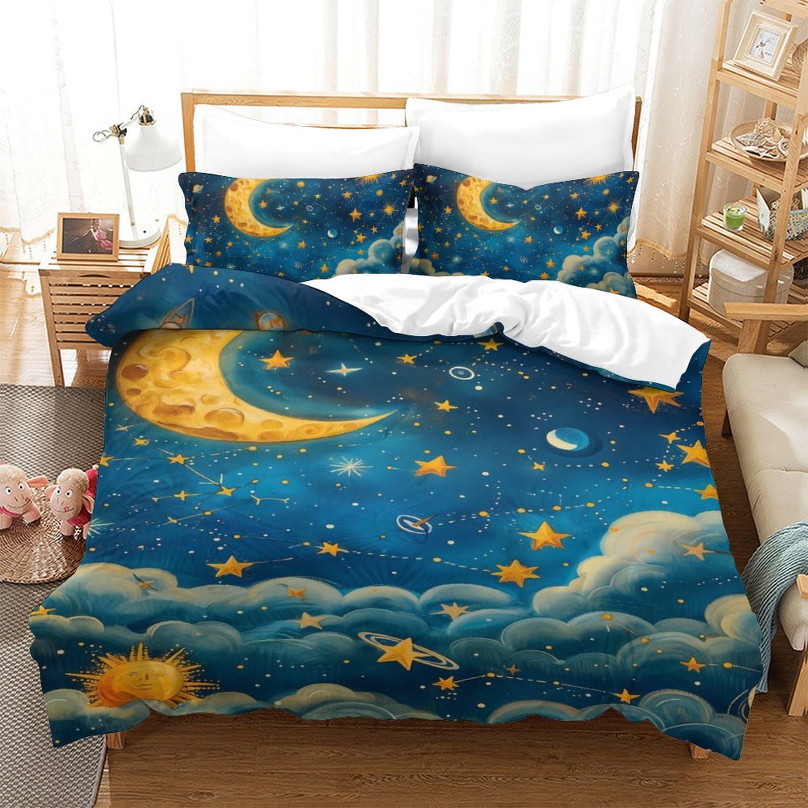 Housse de couette imprimé 3D ciel nocturne en microfibre respirante super douce 140x200