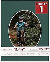 Vista 90 de Tapete de 11 x 14 pulgadas, corte biselado para fotos de 8 x 10 pulgadas, diseño de ante beige precortado, apertura de tablero ovalado, sin ácidos