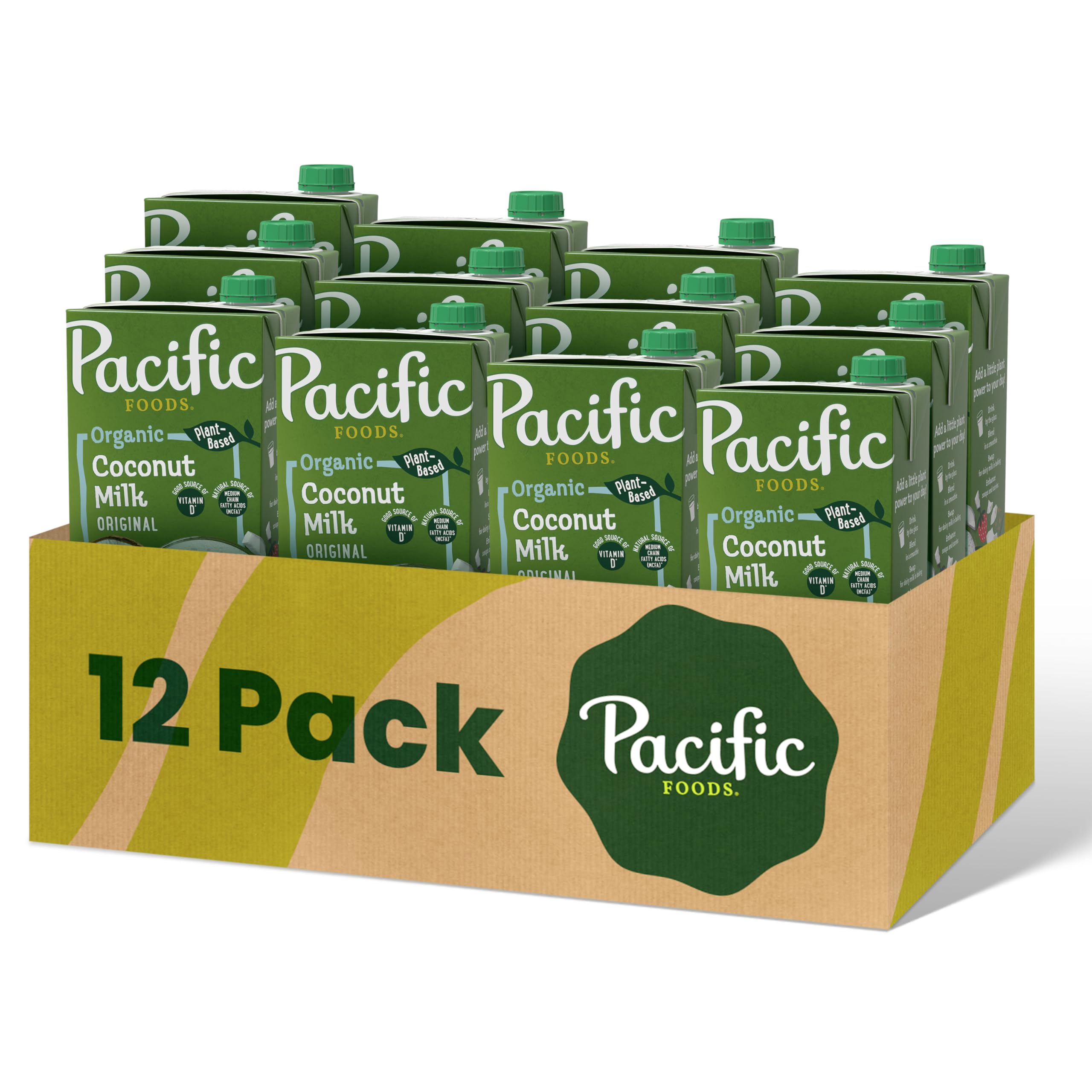 Pacific Foods Organic Coconut Milk, Plant Based Milk, 32 oz Carton (Pack of 12)USDA Organic
