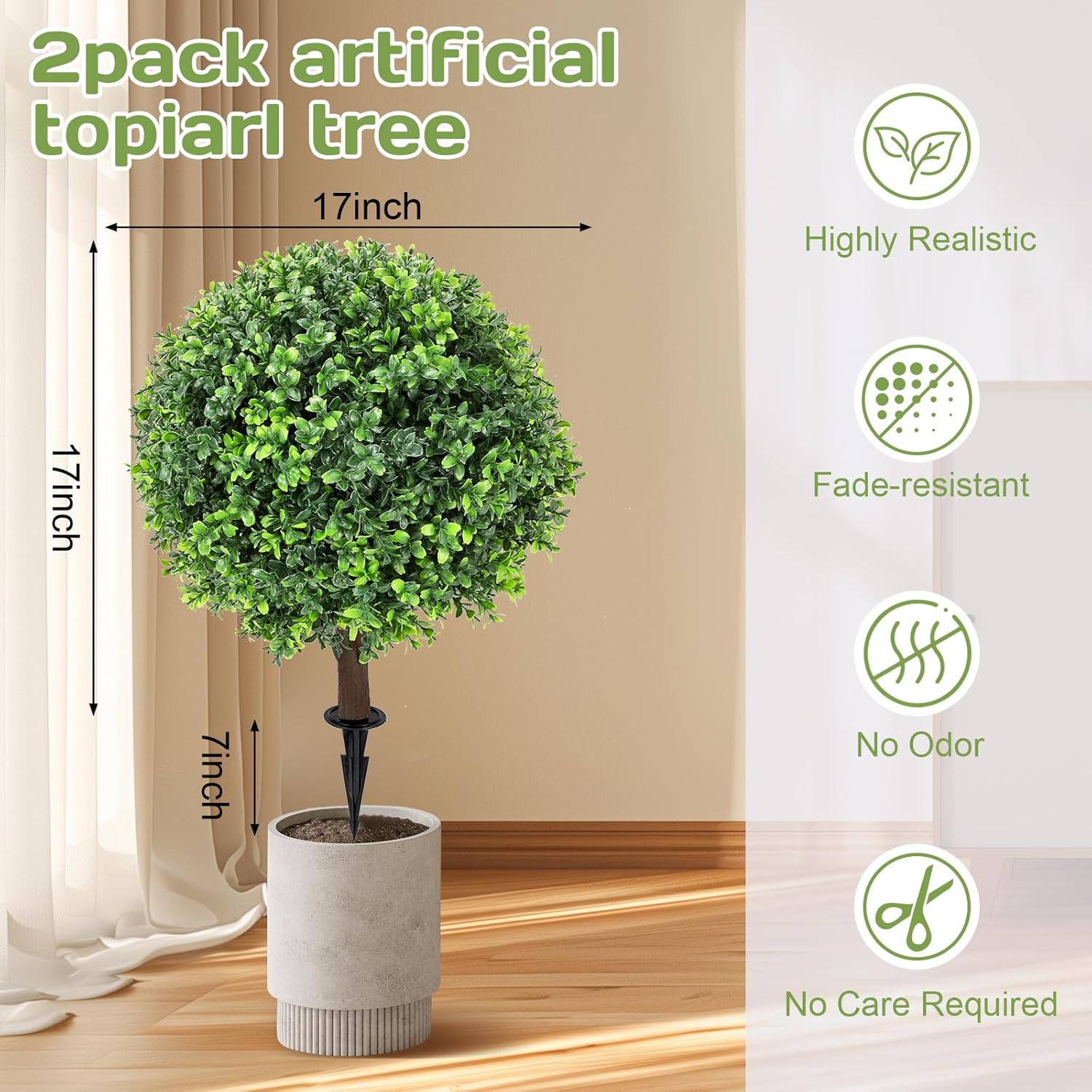 Best Faux Plant - Artificial ⁣Boxwood Topiary Ball Tree 24