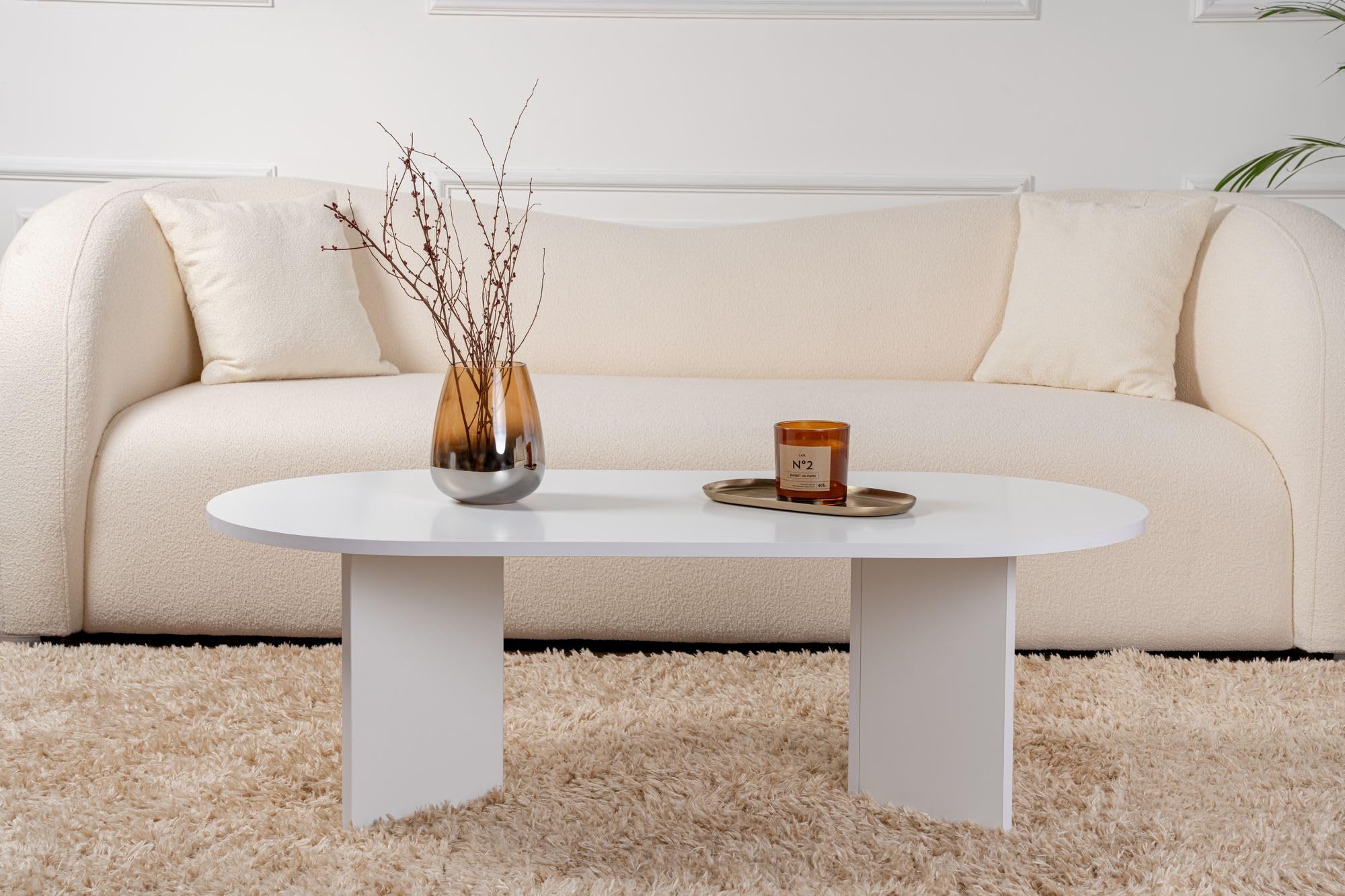 Hanah Home Table à Café en Noyer 119x60x39,8cm Mélamine 18mm