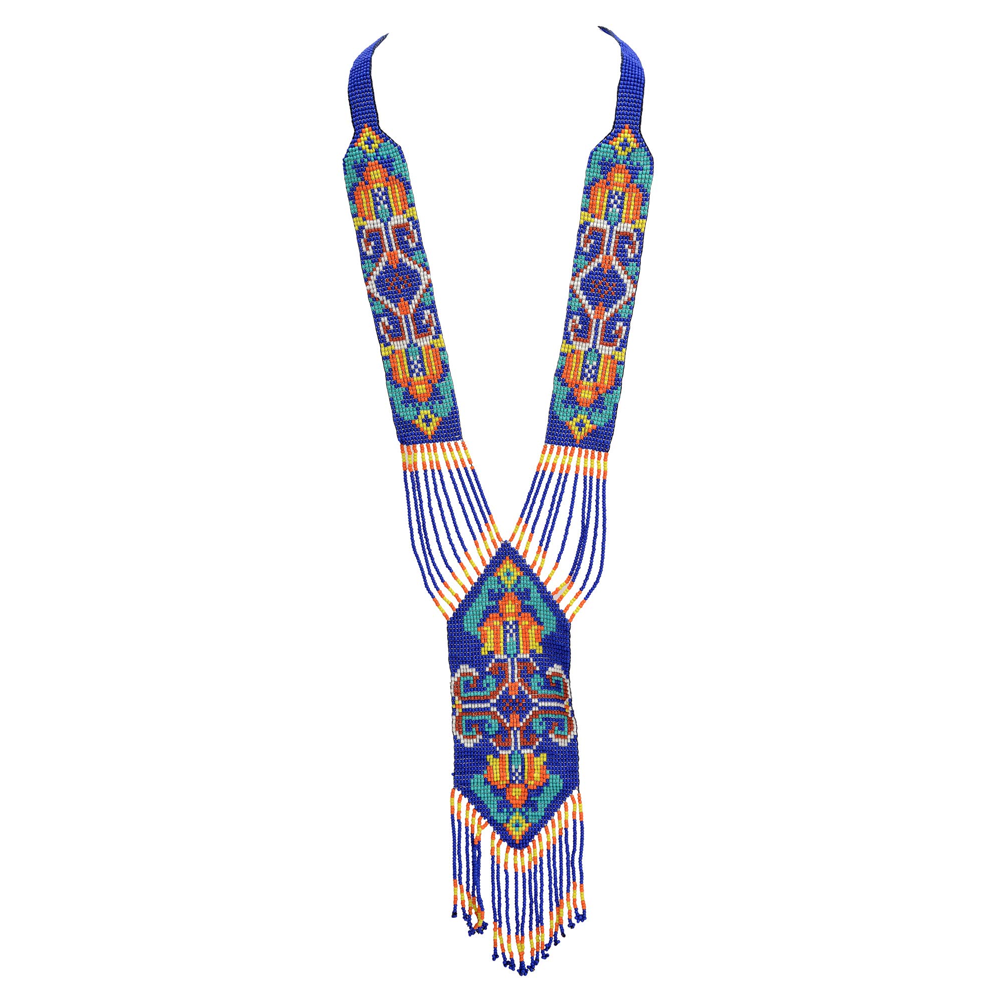 Zephyrr African Boho Long Pendent Necklace Blue Beaded Casual Jewelry for Women (B07RF6T67P) Amazon Price History, Amazon Price Tracker