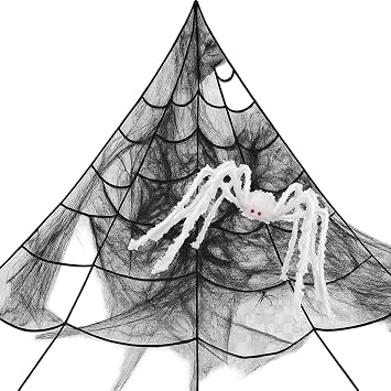 Halloween Giant Decorations 5M Spider Web Set with White Giant Spider Web Decoration Outdoor Horror Decor Haunted House Garden/Home Decor