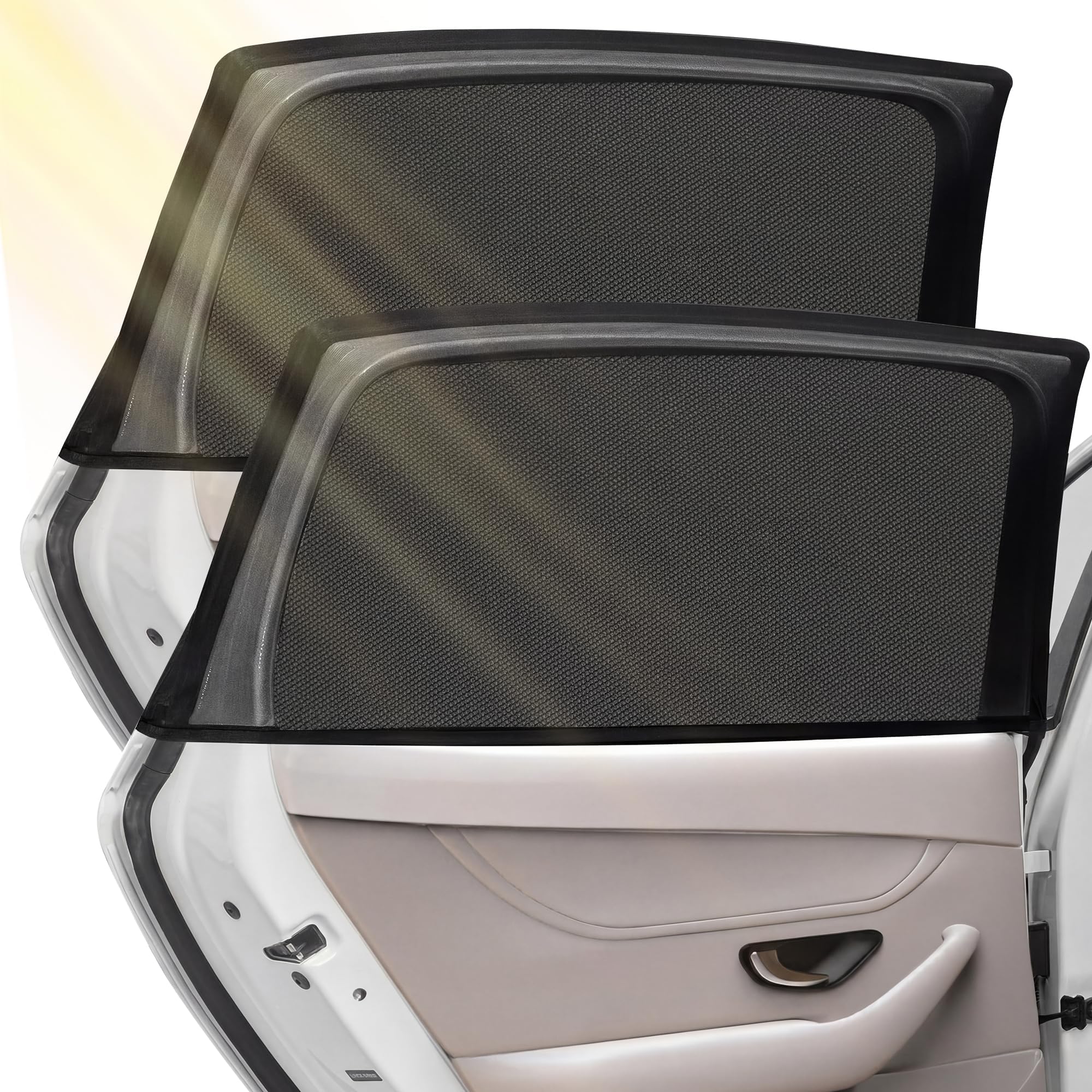 LCXPSM Car Side Window Sun Shade for Ford Mustang VI 2015-2023, UV Protection Breathable Mesh Window Socks Protective Privacy Sunshield