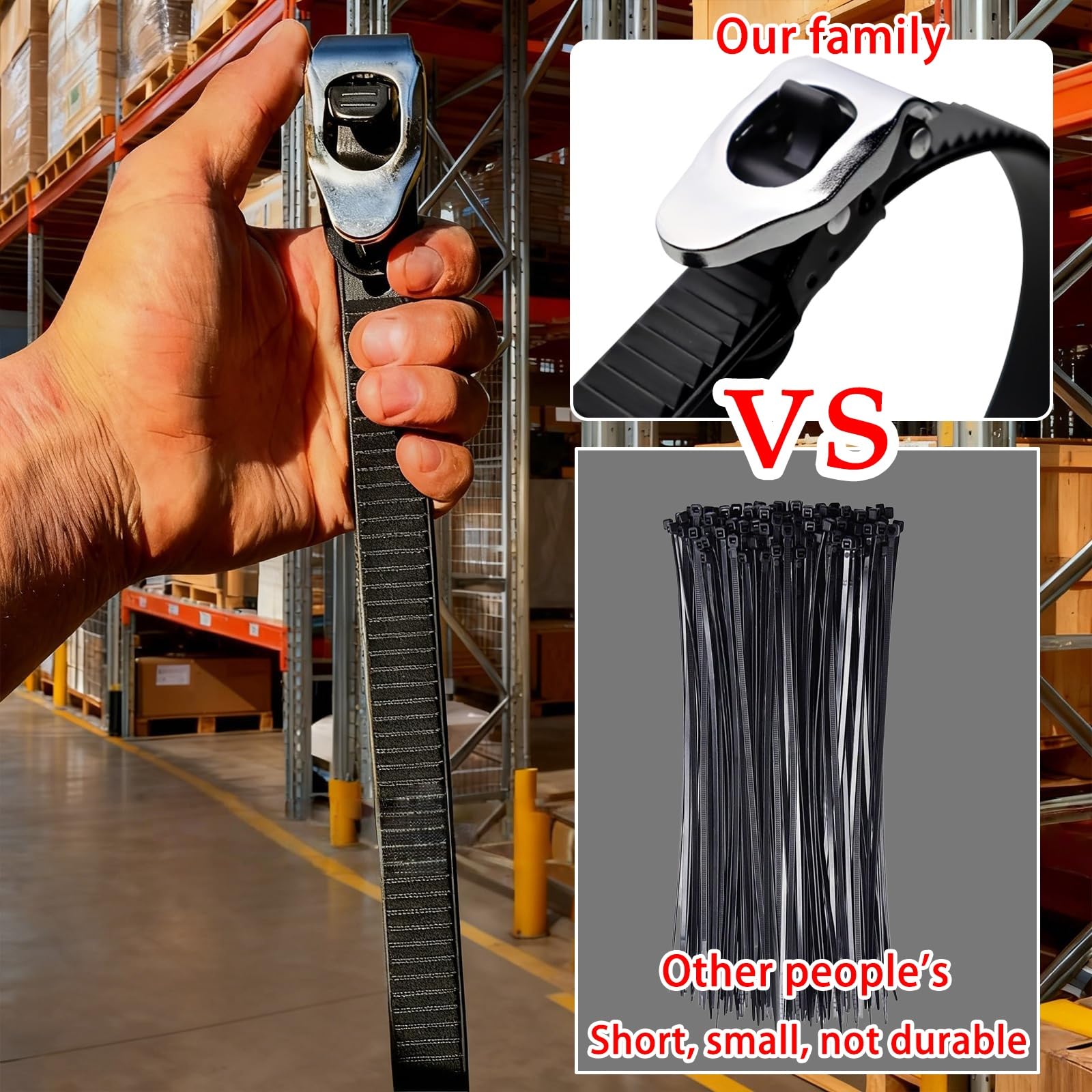Heavy-Duty Grip Lock Straps, 12/20 Inch Reusable Ratchet Zip Ties with Stainless Steel Buckle, Adjustable Connectable Tie-Down Straps for Fencing, Poles, Pipes, Roof Racks(6pc,20IN)
