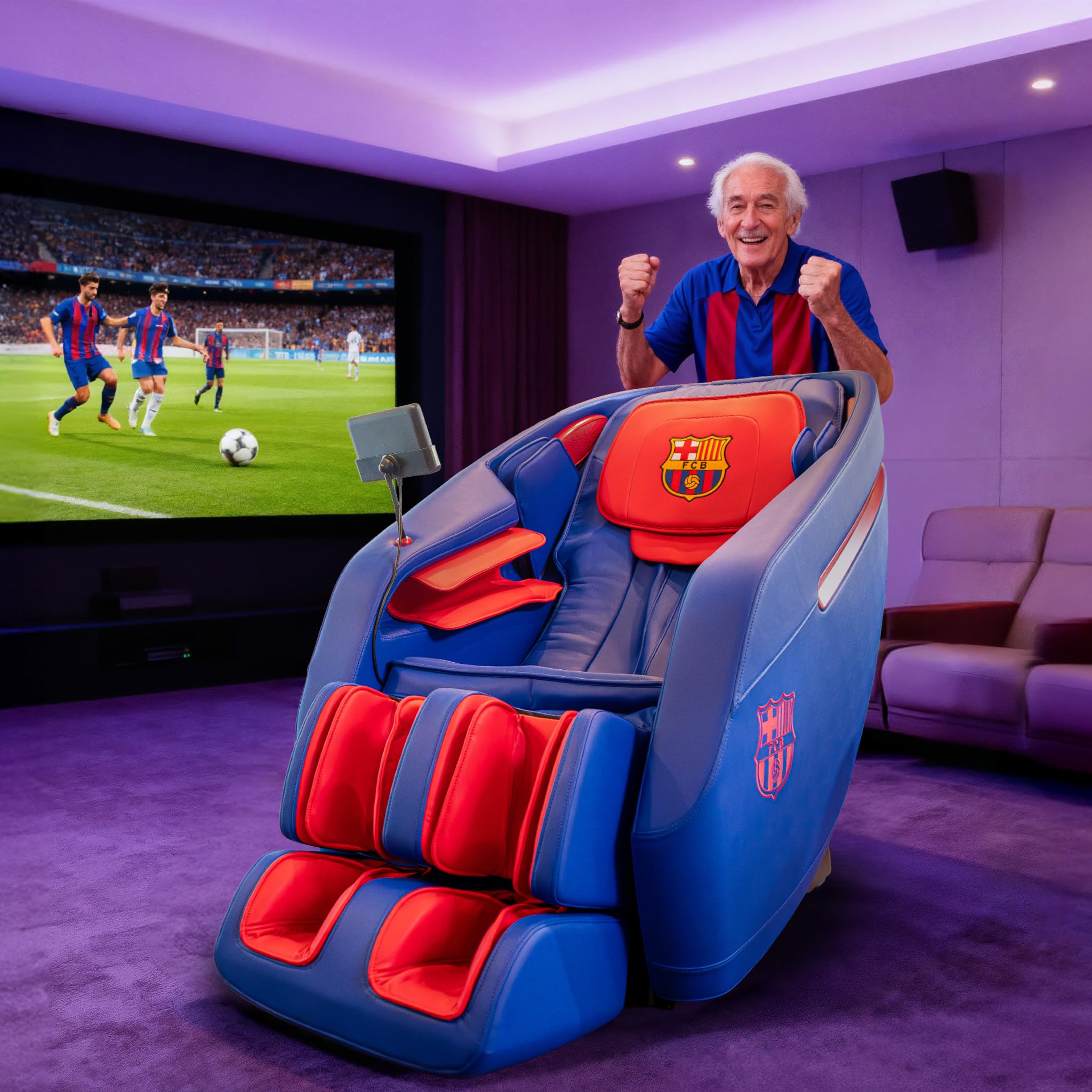 FC BARCELONA® | INSPIRE 3D Sillón Masaje 3D Oficial del FC Barcelona | Masaje 3D Inteligente I Pantalla LCD a color I Gravedad Cero I Termoterapia | Reflexología plantar | Bluetooth y bloqueo infantil