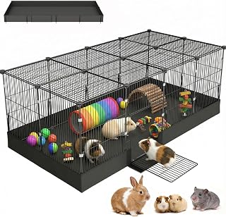 20 Planes Guinea Pig Cages Enclosed Hamster Cage with Door & Waterproof Liner, Expandable Cage for Guinea Pigs, Metal Wire Yard Fence Rabbit Cage