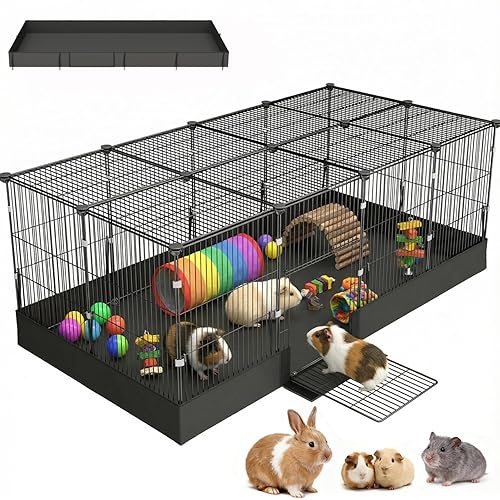 20 Planes Guinea Pig Cages Enclosed Hamster Cage with Door & Waterproof Liner, Expandable Cage for Guinea Pigs, Metal Wire Yard Fence Rabbit Cage