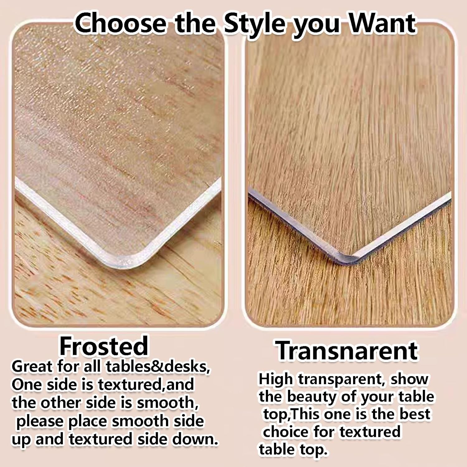 Clear Plastic Desk Cover, Rectangular PVC Table Protector Mat | for Office, Dining Table, Nightstand(60x130cm/23.6x51.2in)