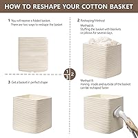 Vista 7 de joybest Juego de 4 cubos de almacenamiento de 13 x 13 x 13 pulgadas, canasta organizadora tejida de cuerda de algodón para estantes, cubos Beige