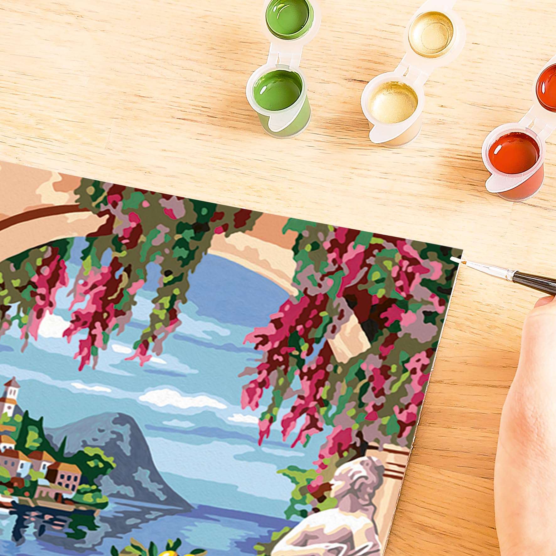 Ravensburger CreArt 25963 - Lago Maggiore - Malen nach Zahlen Erwachsene, DIY Malset mit Pinsel und Acrylfarben, Geschenk für Frauen und Männer, Malen für Erwachsene