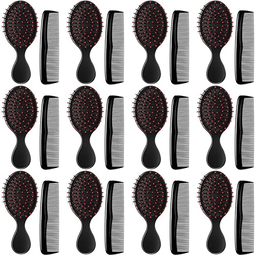 Nuogo Juego de 24 mini peines de cepillo para cabello mojado, cerdas suaves, cepillo para cabello húmedo y seco, para niños, 12 cepillos pequeños