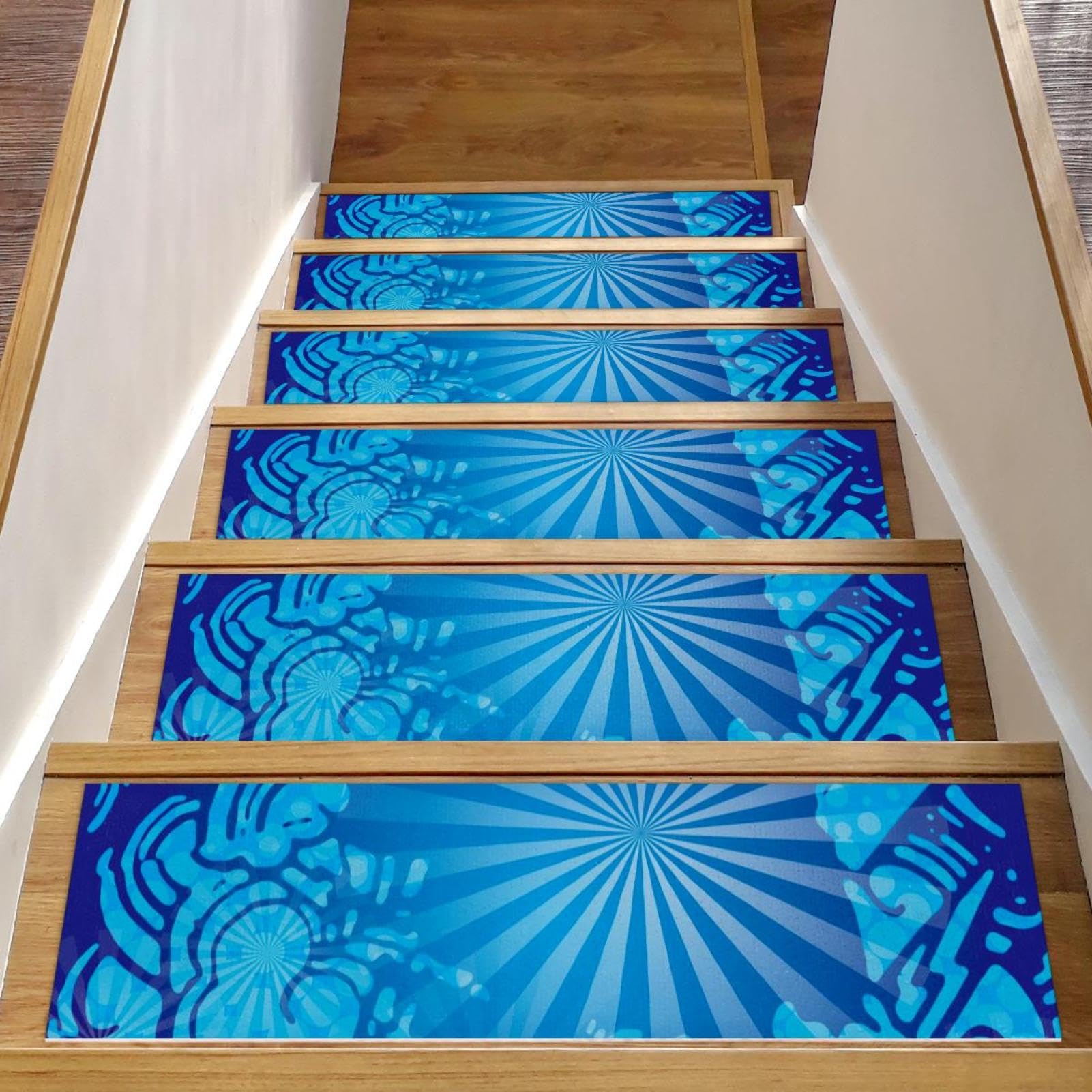 Alfombras para escaleras de madera interiores de 76x20cm Starburst antideslizantes peldaños