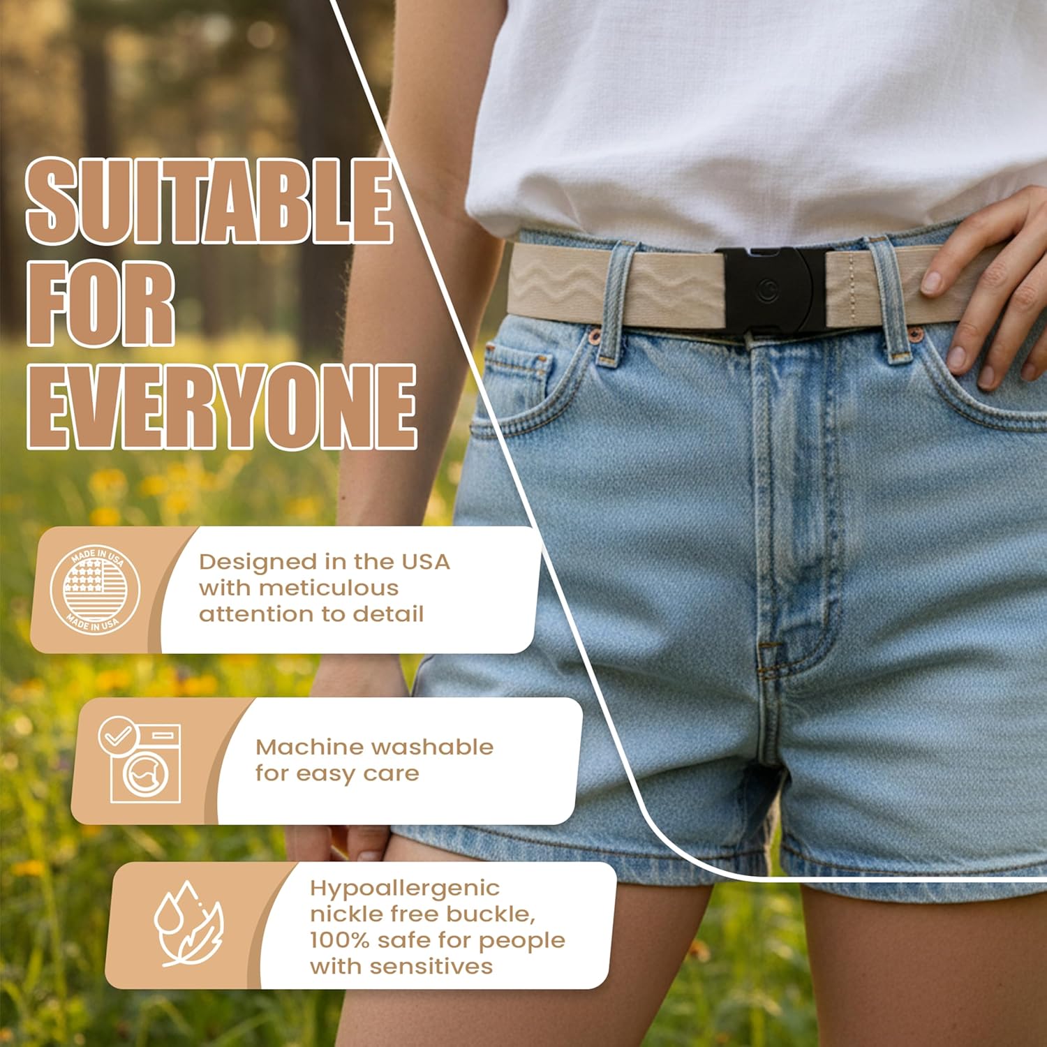 ONE-BELT Unisex Adventure Stretch Belt, 1.30" Width, Non Slip, Travel Friendly Buckle. Designed in USA. - Image 7