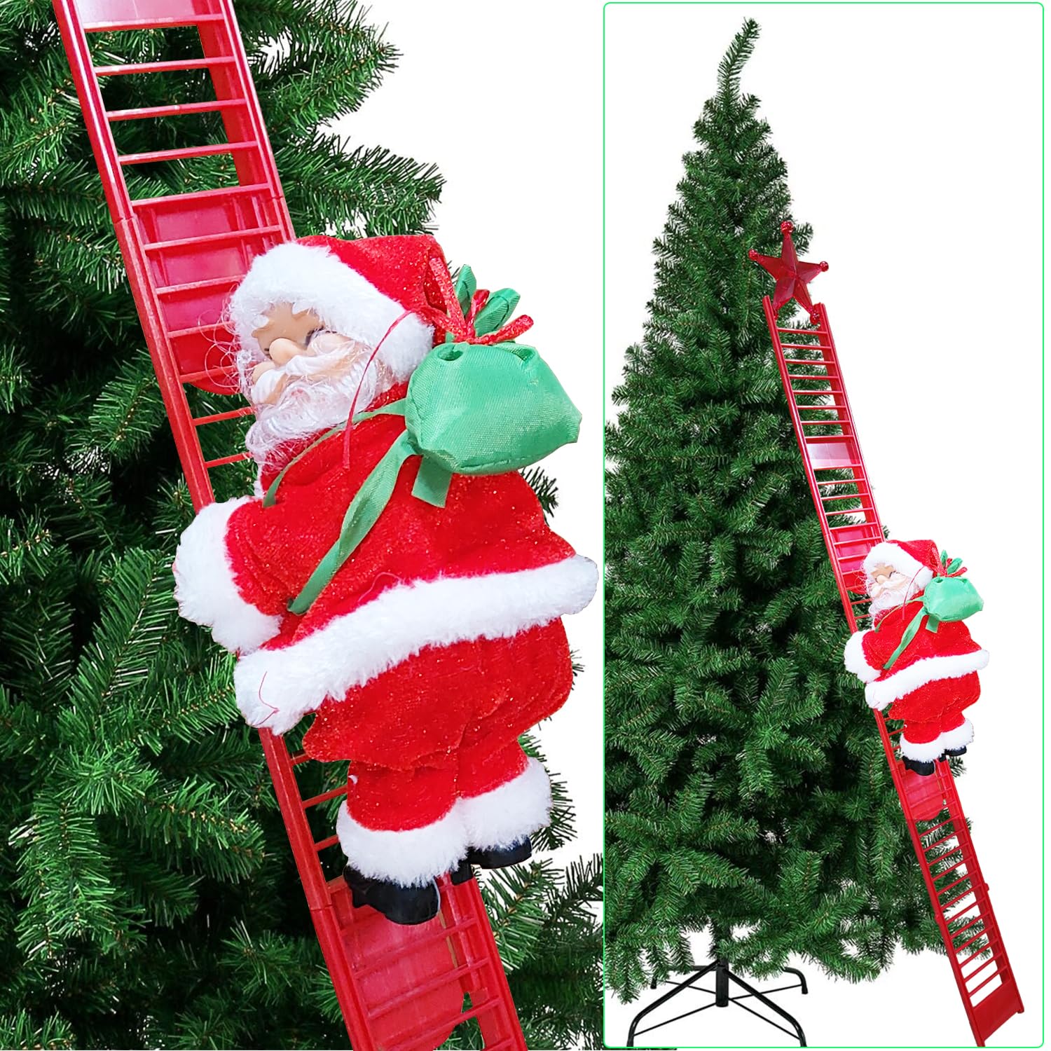 Sponsored Ad - Musical Santa Stairs Christmas Battery Operated Toys for Christmas Decoration Set of 1 Pcs Santa Walking on Stairs | Santa Claus Climb Stairs Toy | Stair Climbing Santa for Xmas Party