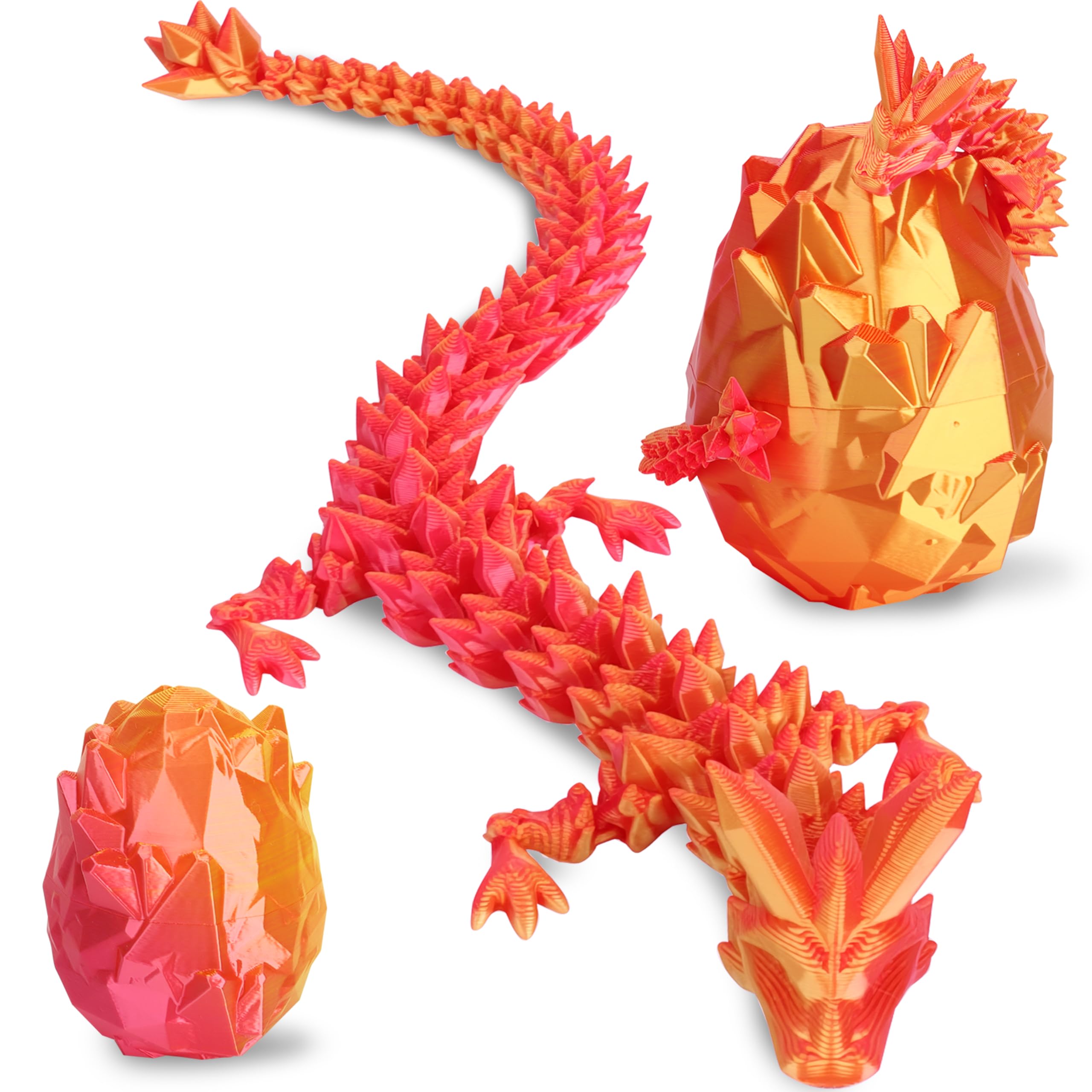 JONRRYIN 3D Gedrucktes Drachenei mit Drache, Drachen Spielzeug mit Augen, Kreative Spielzeug und Deko, Erwachsene Kinder Drachen Ei 3D Deko Schreibtischspielzeug Geschenke (Rot Deko)