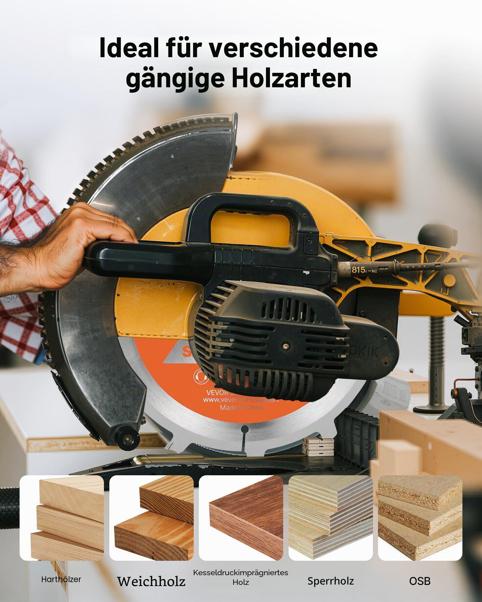 VEVOR Sägeblatt Set Dado Klingensatz (203 mm φ, 12 scharfe Zähne) aus Legierung, Nutfräser mit Spanschneidern & Unterlegscheiben, geräuschreduzierende Wärmeabzüge, zum Schneiden von Hartholz