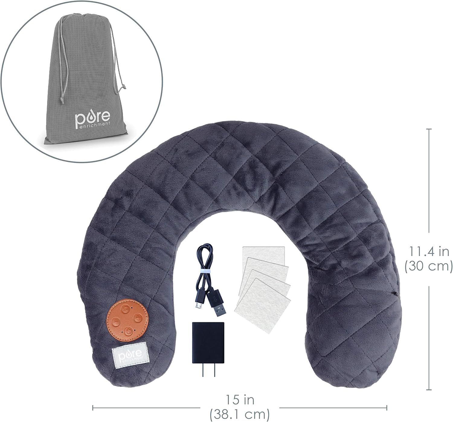 Pure Enrichment Wave Sound Therapy Neck Wrap - Rechargeable Bluetooth Speakers, Light Weighted Pressure, Soft Microplush Fabric, 3 Nature Sounds, Scent Pouch and Contoured Design - Ideal for Travel