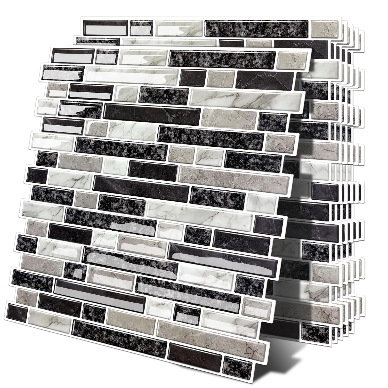 Adesivi per piastrelle, 10 pezzi, 30,5 x 30,5 cm, piastrelle adesive 3D per cucina e bagno, in vinile, pellicola per piastrelle da bagno e cucina, paraspruzzi (marrone, 10 pezzi)