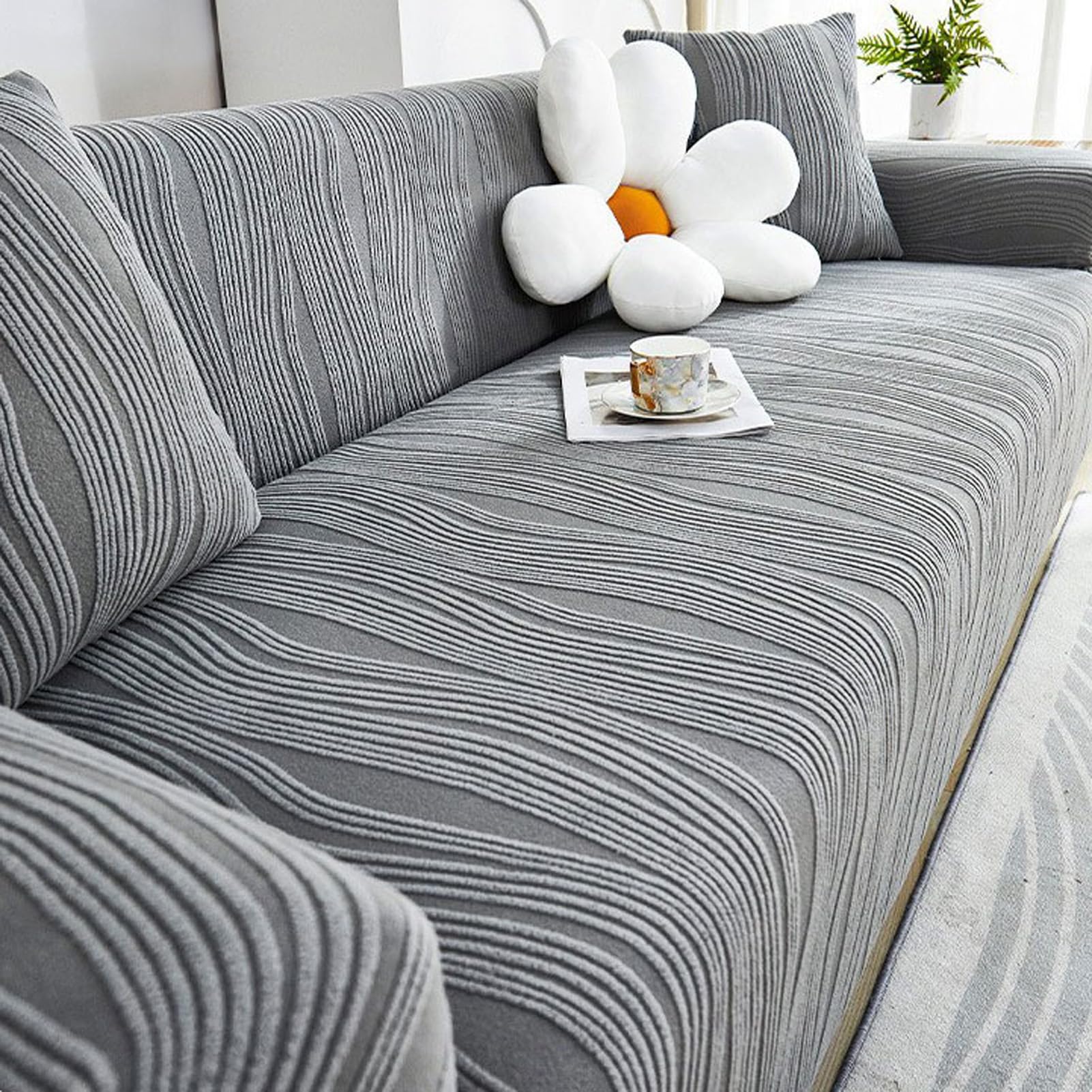 Housse canapé velours extensible : protection premium L et sectionnel