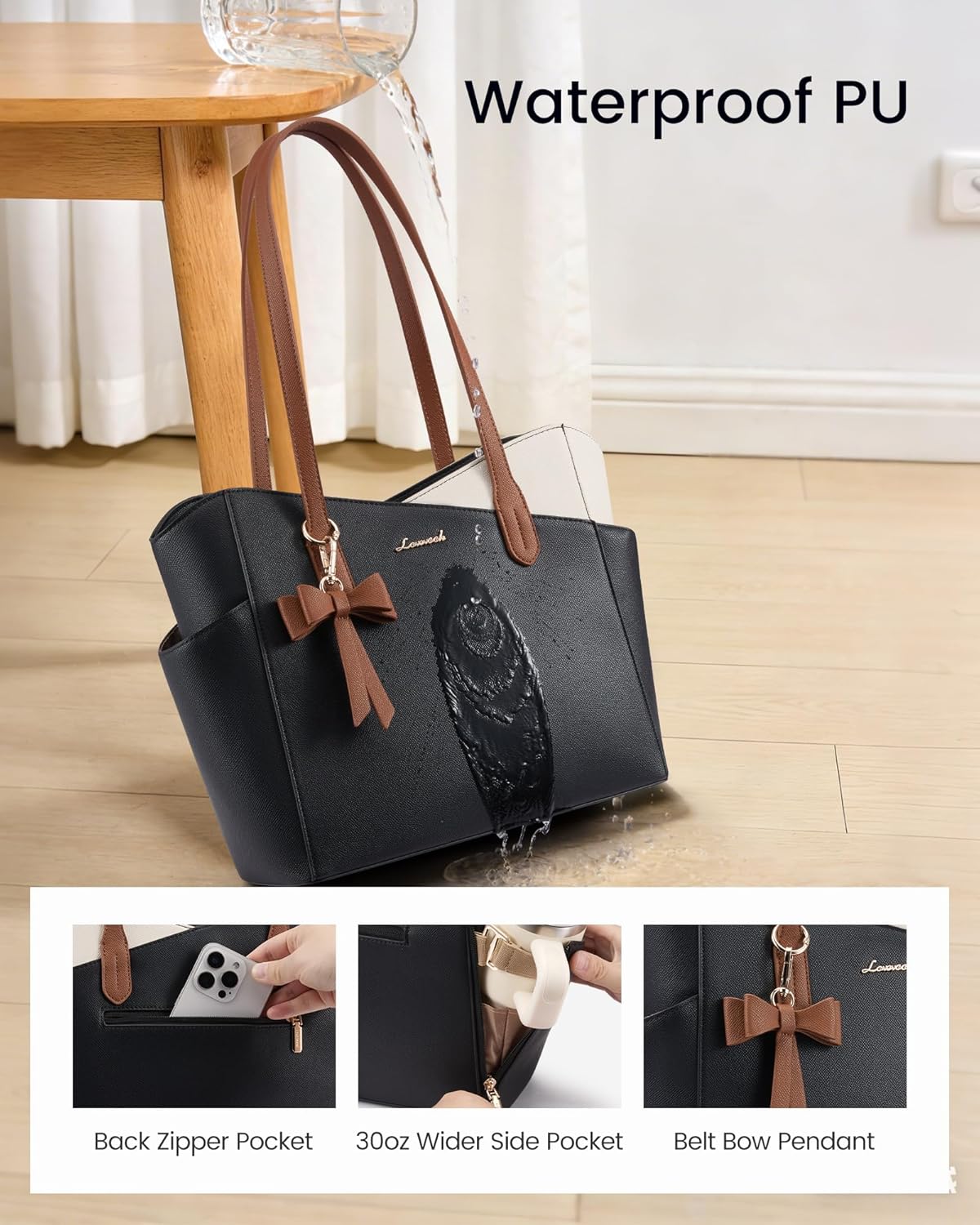 LOVEVOOK Small Tote Purse for Women, 2026 Structured PU Leather Handbags with Top Handle, Elegant Satchel Shoulder Bag