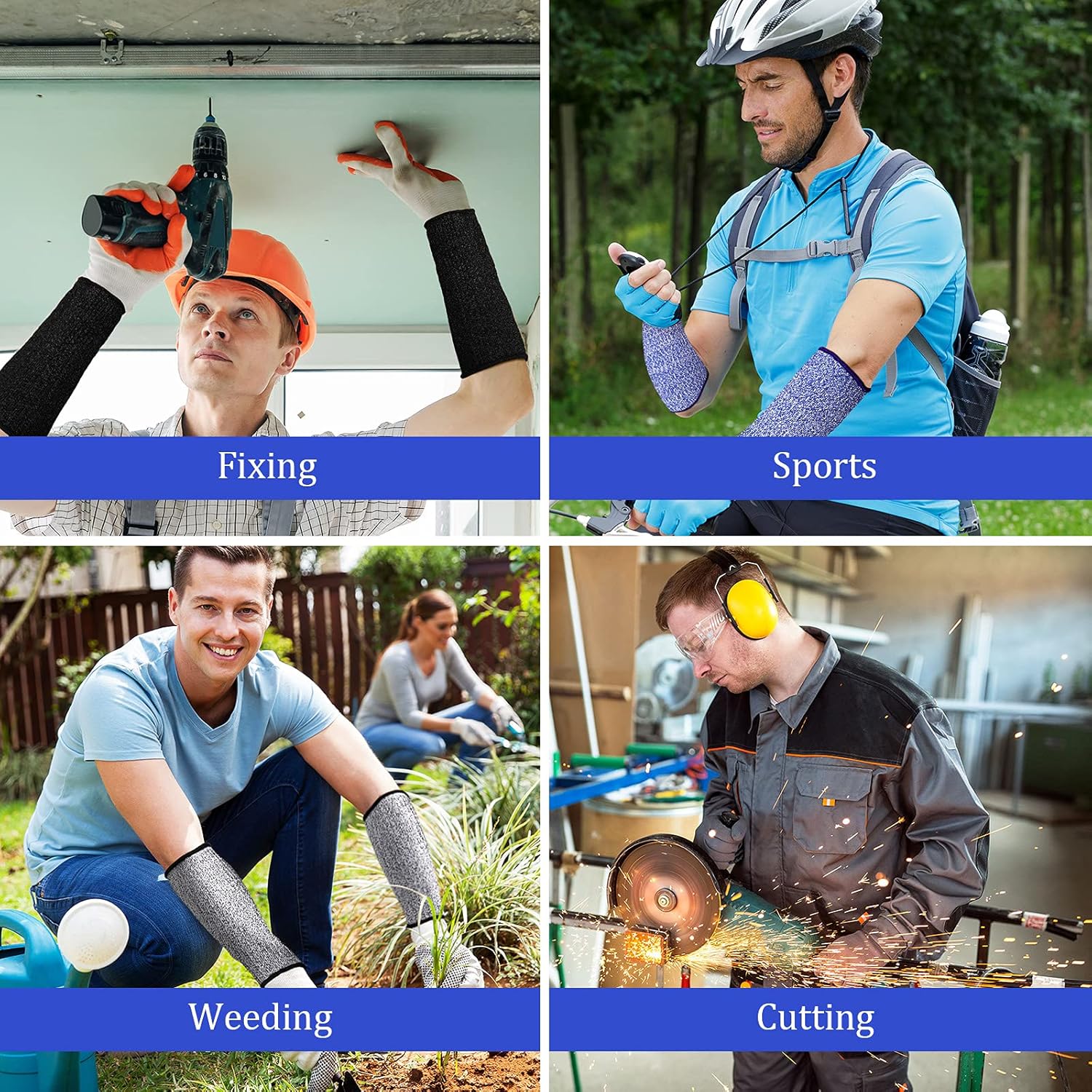 Sintege 3 Pairs Arm Protectors for Thin Skin and Bruising Cut Resistant Forearm Sleeve Level 5 Arm Burn Protection Sleeve (Black, Royal Blue, Grey,7.9 Inch) - Image 7