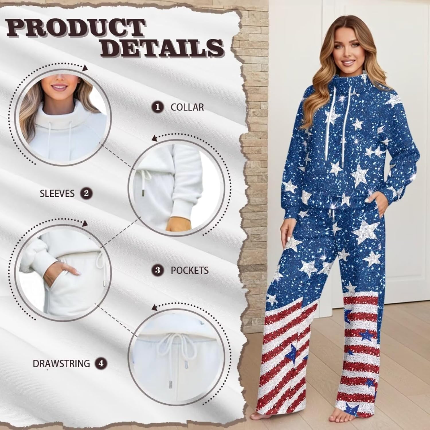Women's 2 Piece Outfit Comfy Long Sleeve Tracksuit Sweatshirt Wide Leg Sweatpants Lounge Set Sweatsuit