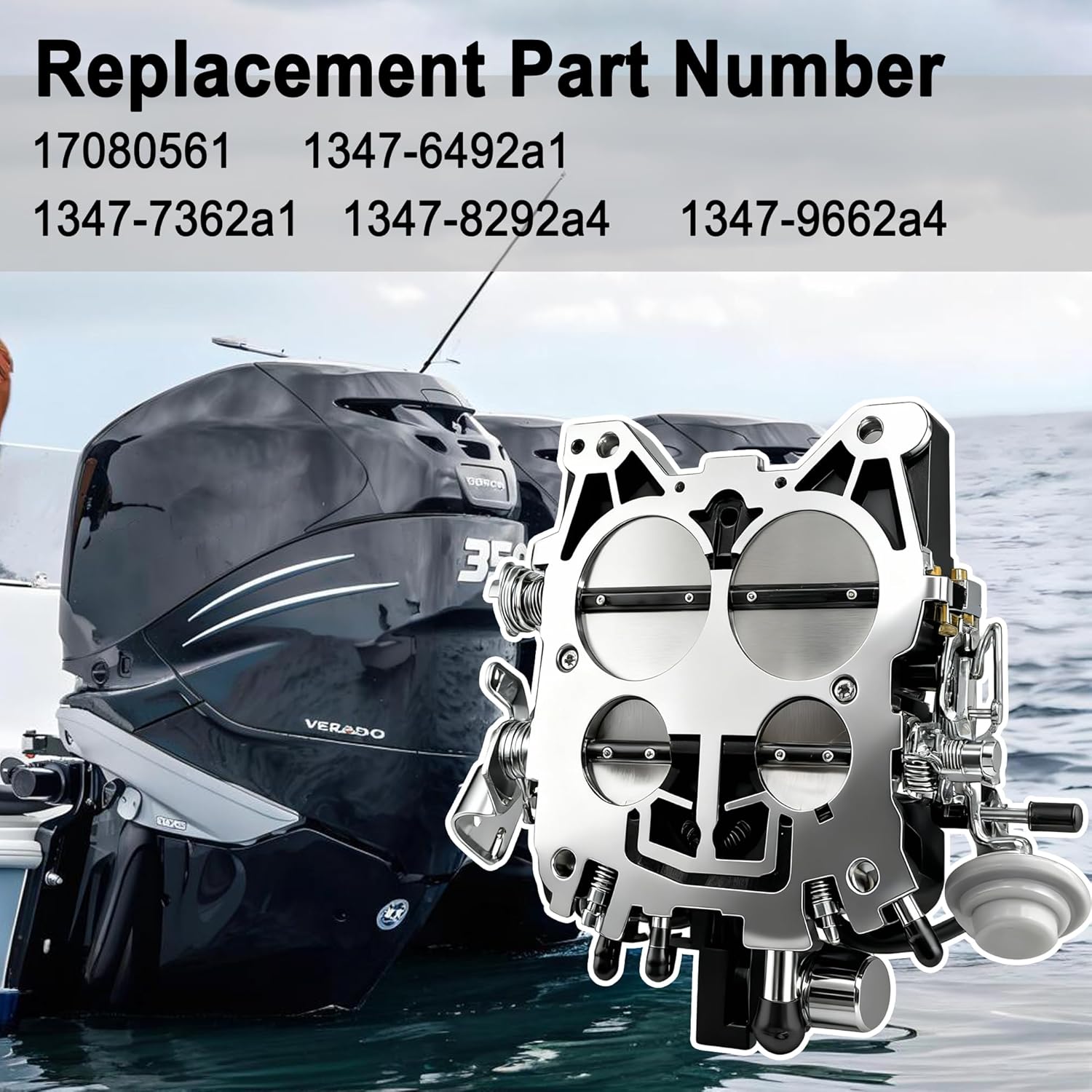 17080561 marine carburetor 350 Engine 4 Barrel Marine Carburetor Compatible with Rochester Quadrajet Mercruiser 260