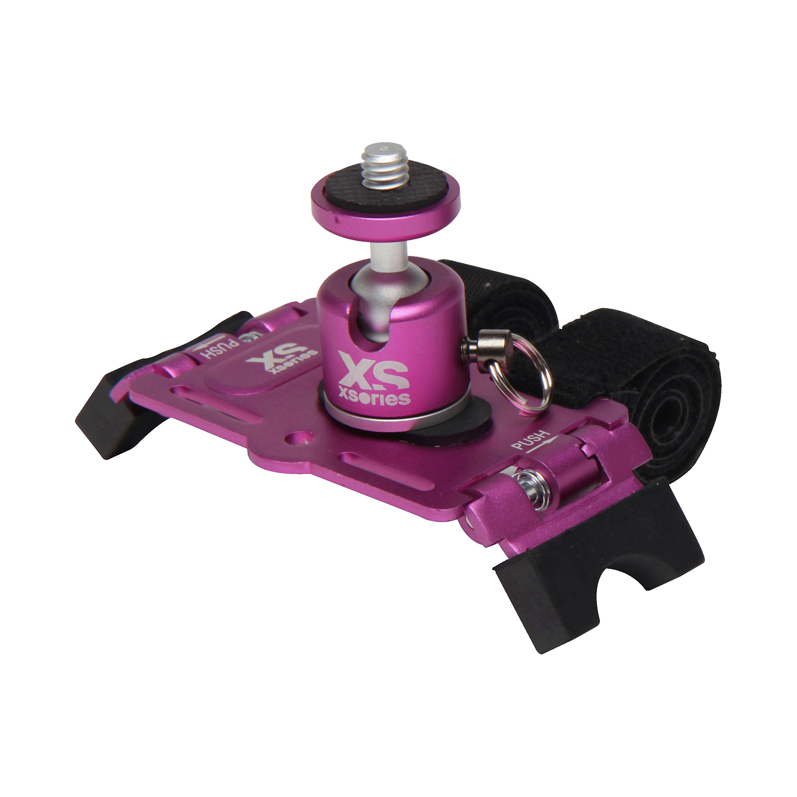 Fixation pour caméra embarquée rose ACTION MOUNT support casque VTT