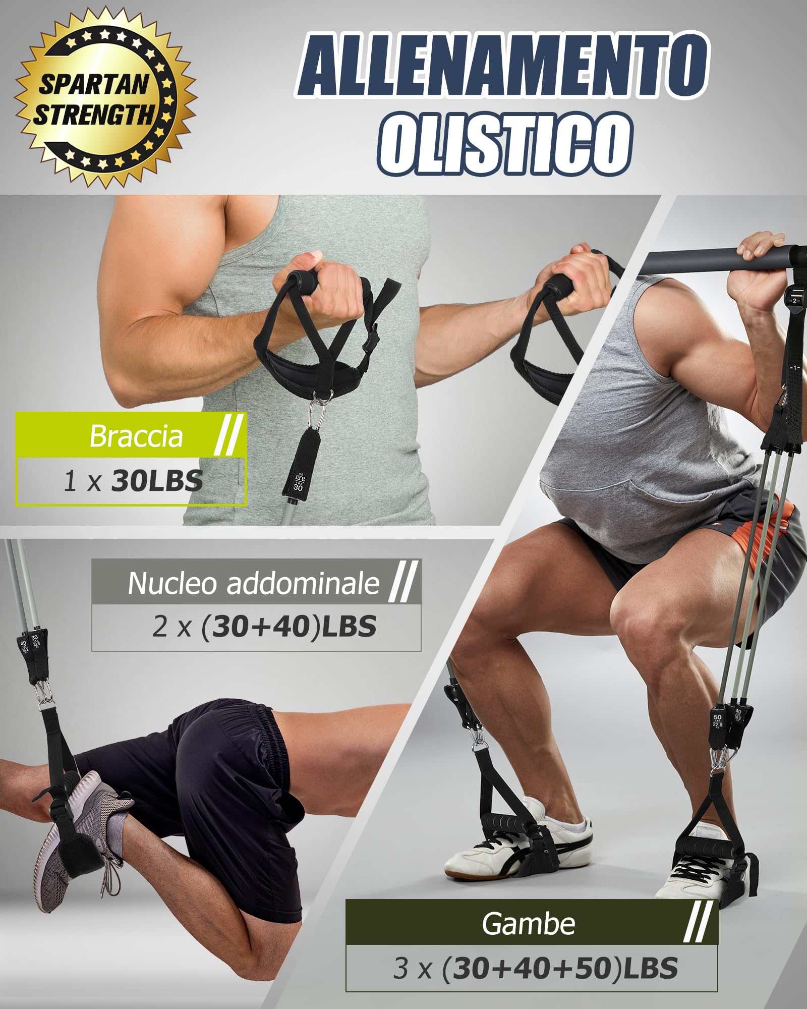 Barra per Pilates, ALongSong Barra di Elastici Fitness con 6 Elastico Fitness in Lattice Naturale 30-240 Lbs e Video di Esercizi, Pilates Bar per Fitness a Casa, Palestra, Yoga, Allenamento, Etc