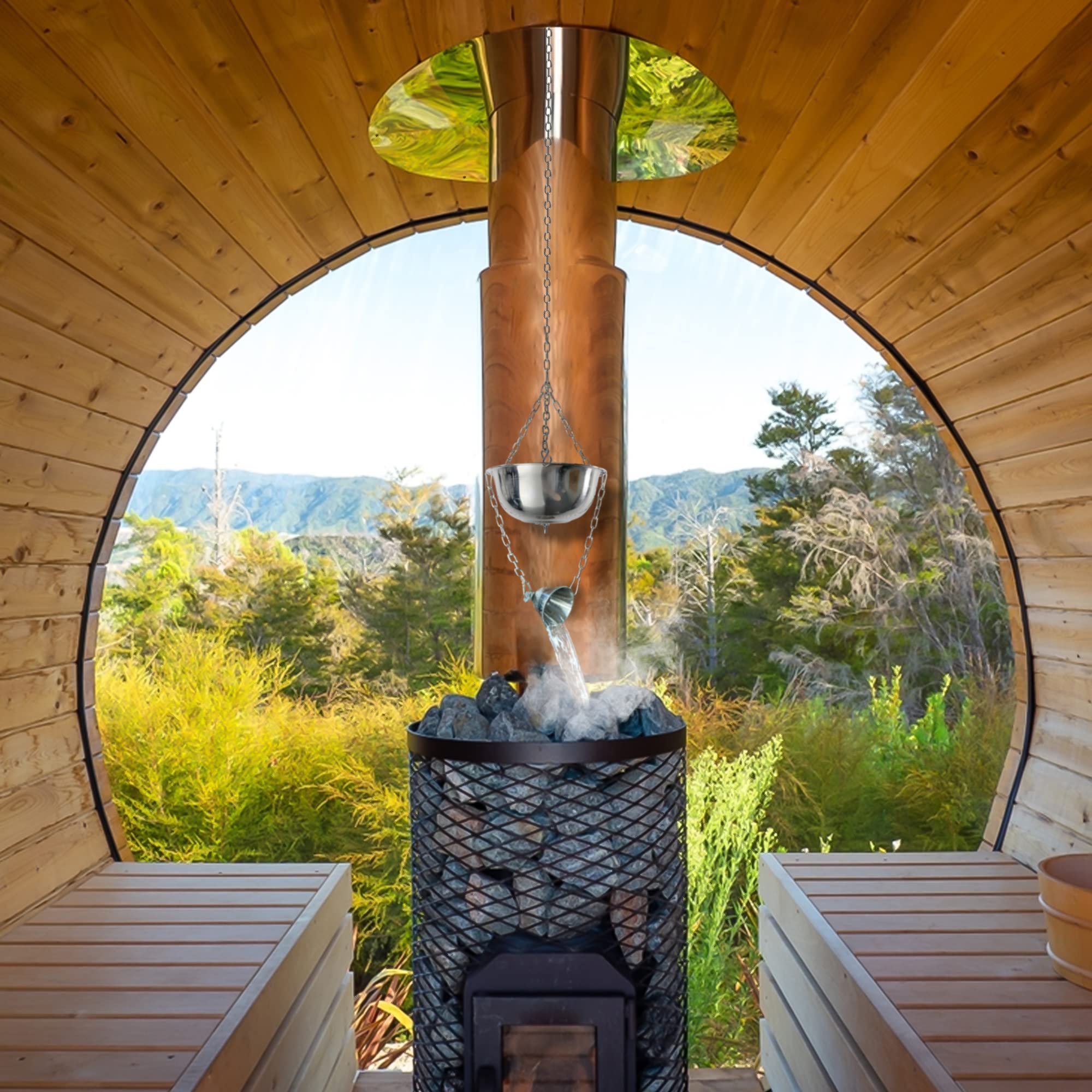 Original Steam Butler Home - Automatischer Aufguss für die Sauna/Heimsauna/Gartensauna - Material: Edelstahl - Stufenlos Intensität einstellbar -