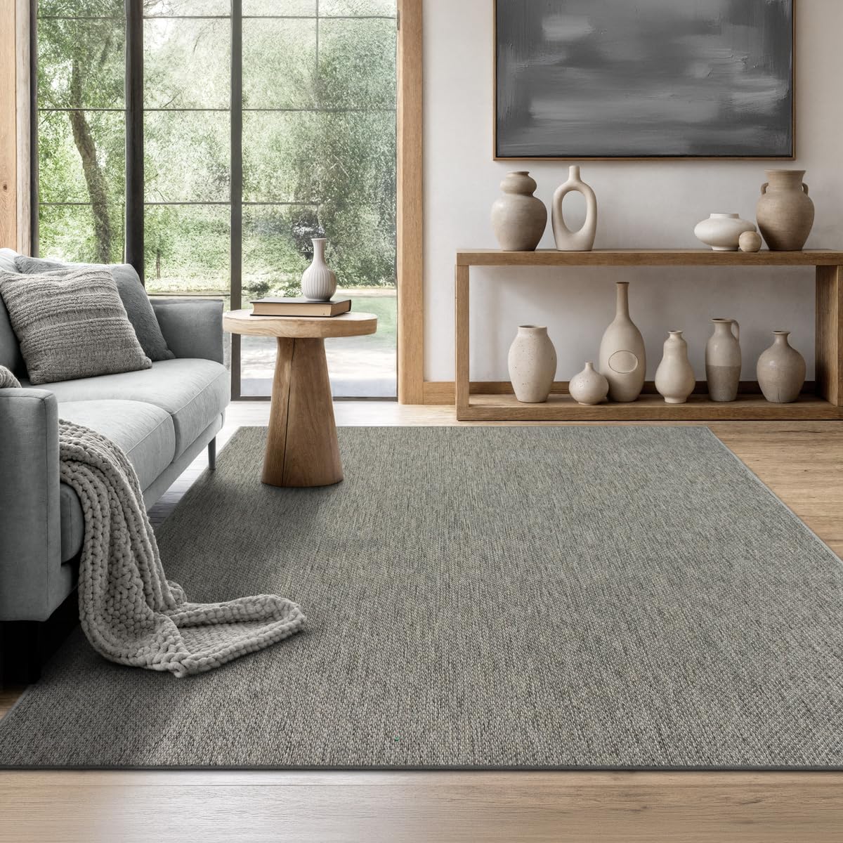 the carpet Mistra – Outdoor Teppich, Wetterfest, UV-beständig & pflegeleicht, für Balkon, Terrasse & Garten, auch für Wohnzimmer & Schlafzimmer geeignet, Anthrazit, 160 x 220 cm
