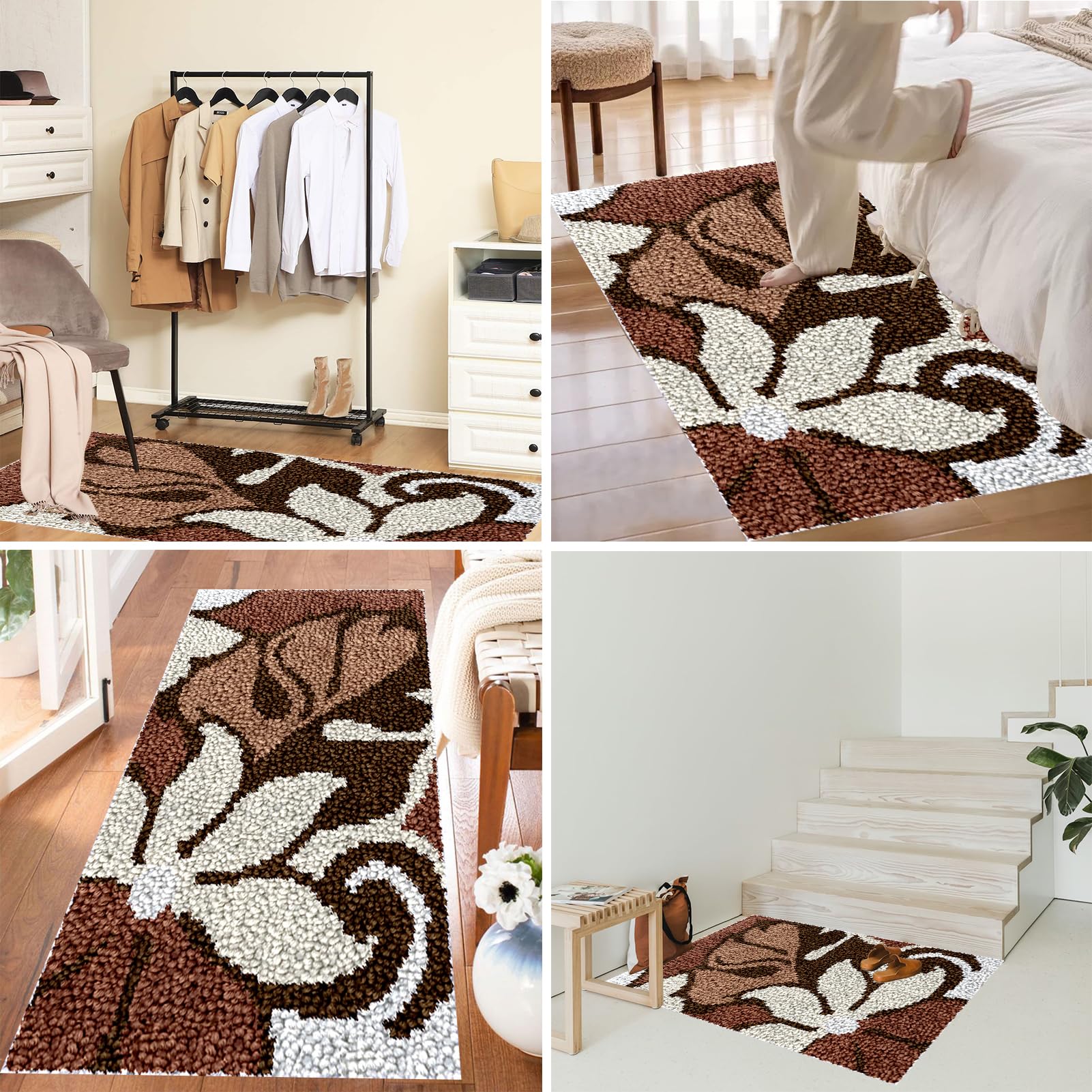 61 x 87 cm Kit Tapis au Point Noué Latch Hook Kit Tapis avec Crochet à Loquet Bricolage Tapis Kit de Tapis de Crochet Création de Tapis et Canvas Crochet inachevé Tapis à Nouer Soi-Même