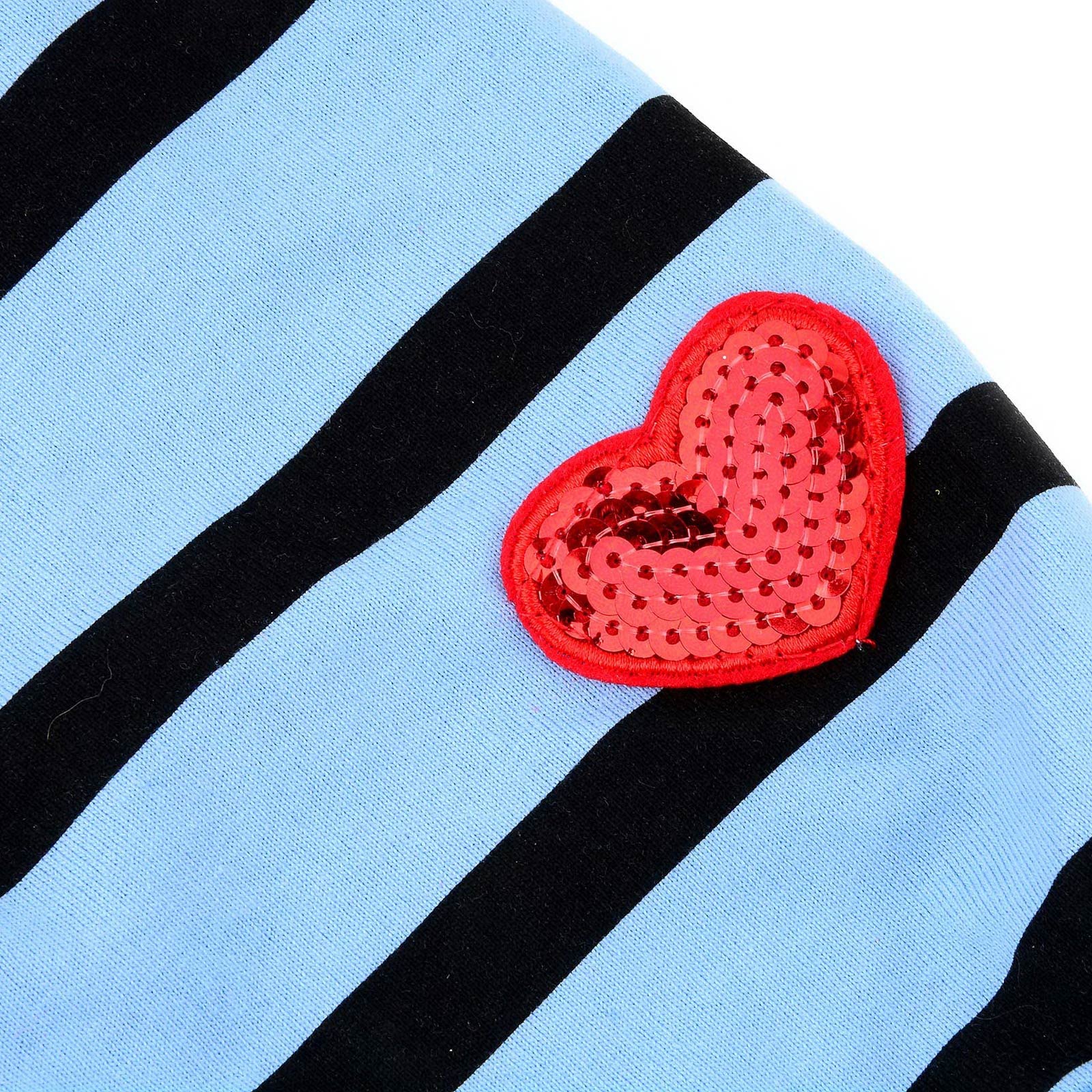 PAIDEFUL Chemises à Rayures pour Chiens de Petite Taille Chats Gilet avec Cœur Rouge t-Shirts pour Animal de Compagnie Débardeurs Respirants Chiot Chihuahua Yorkie Vêtements été Extérieur Bleu M