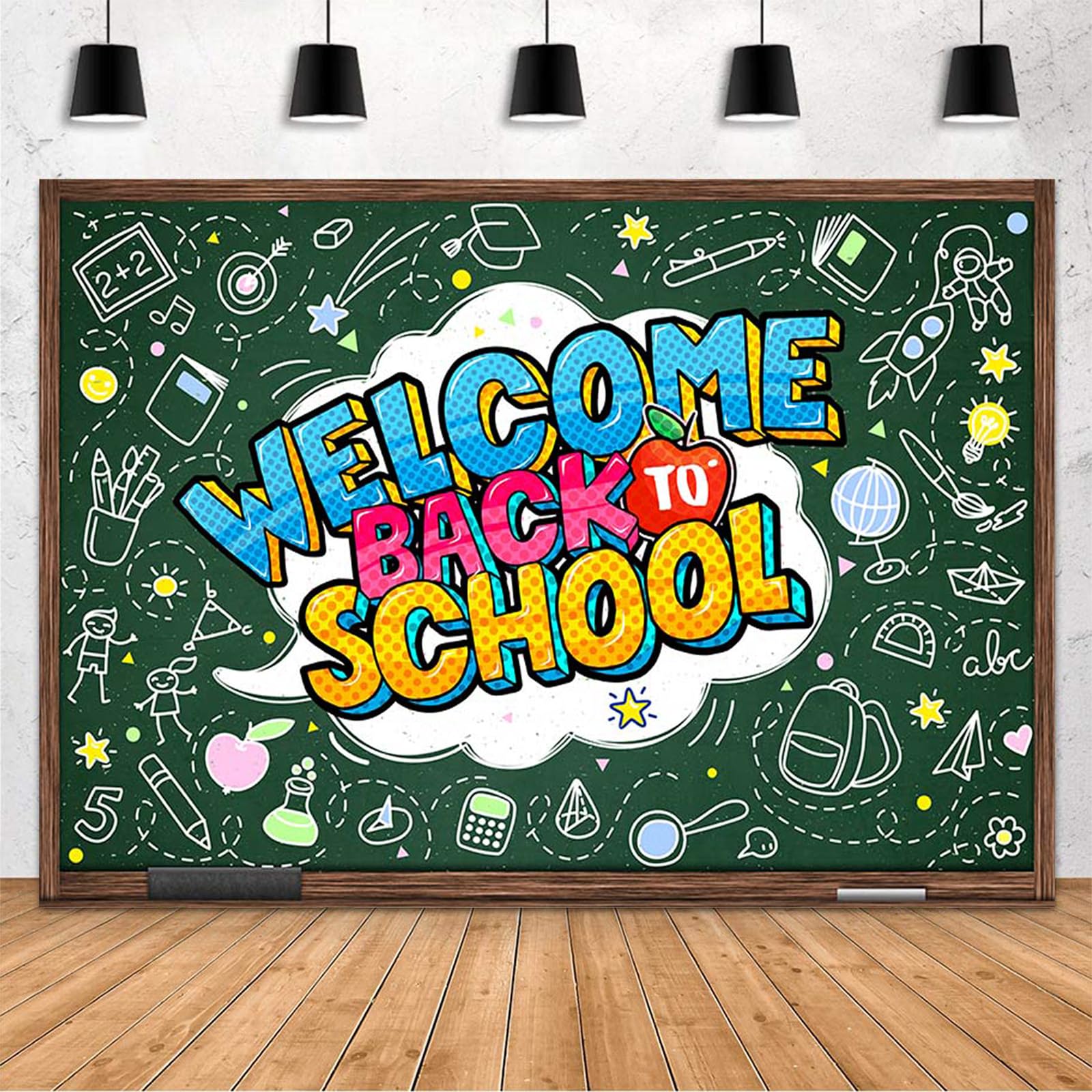 MEHOFOND 8x6ft Welcome Back to School Backdrop Decorations First Day of School Preschool Kindergarten Photography Background Homecoming Student