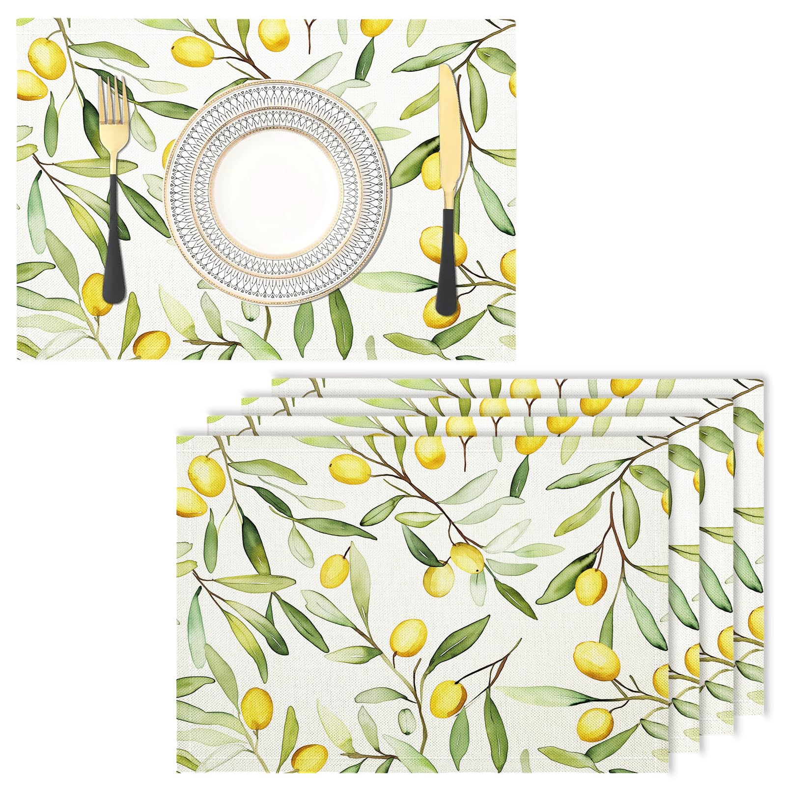 Set de table rectangulaire beige en lin de coton de qualité supérieure