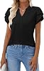 BMJL Womens Dressy Casual Blouses Button Down Business Work Tops Layered Ruffle Sleeve Summer Shirts Outfits 2024