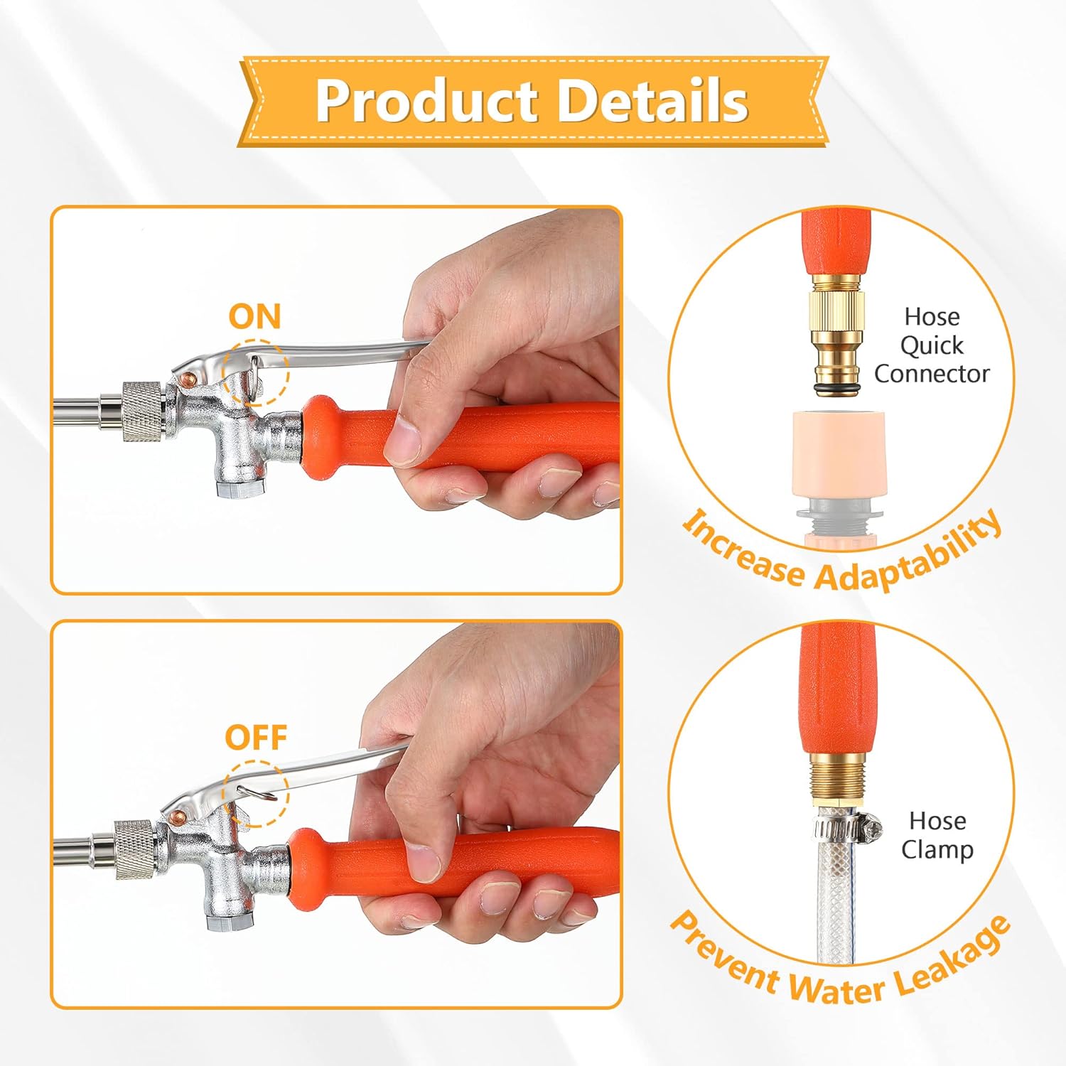 Saillong 29 Inch Sprayer Wand Match 3/8'' Hose, Adjustable Nozzle Sprayer, Stainless Steel Weed Garden Replacement Sprayer Wand Built in Shut off Valve with Hose Quick Connector and Clamp (2 Pack)
