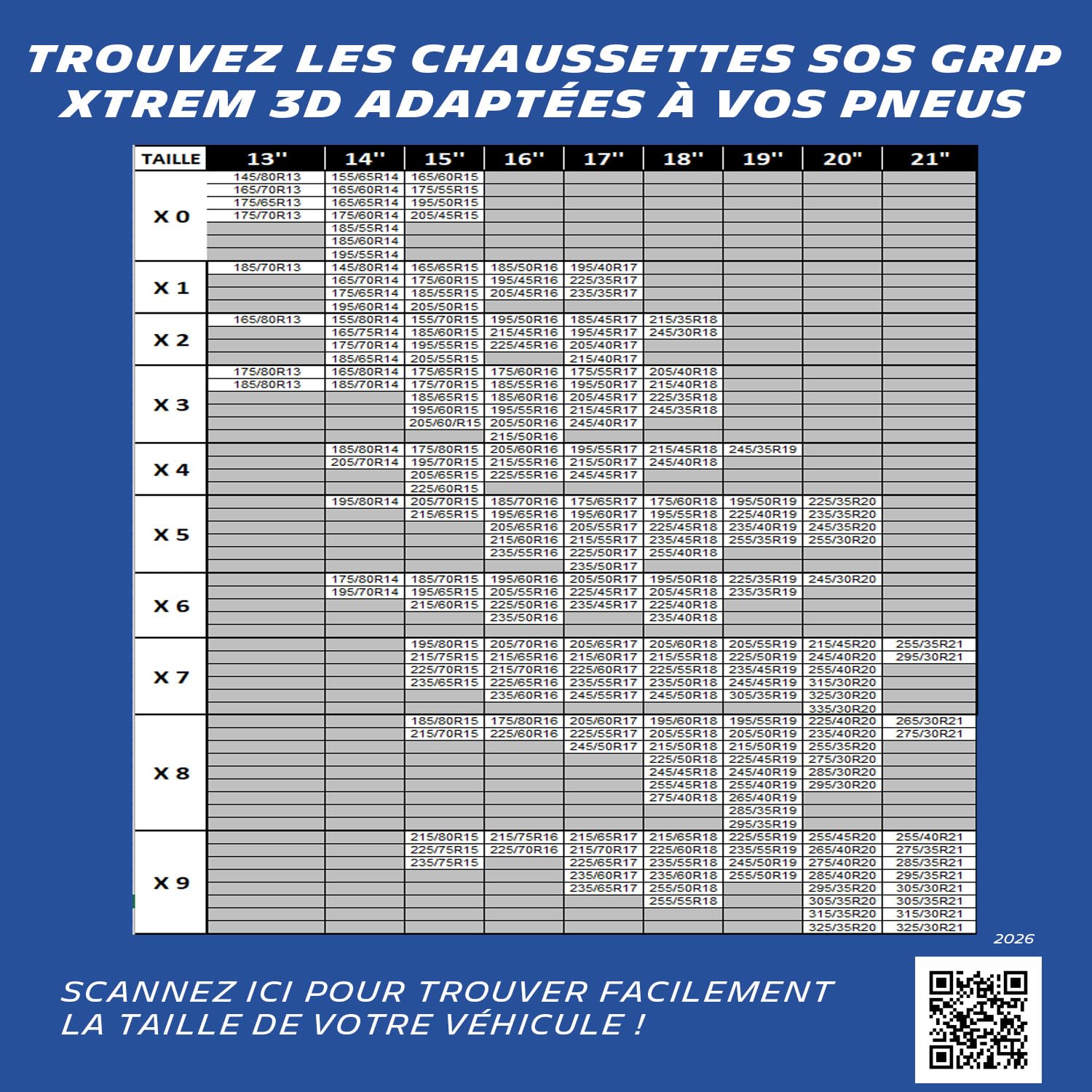MICHELIN SOS GRIP XTREM 3D Chaussettes à Neige Haute Performance-X9- Motricité et Adhérence 3D Exceptionnels sur Neige et Verglas - Durabilité Supérieure - Compatible Véhicules Électriques