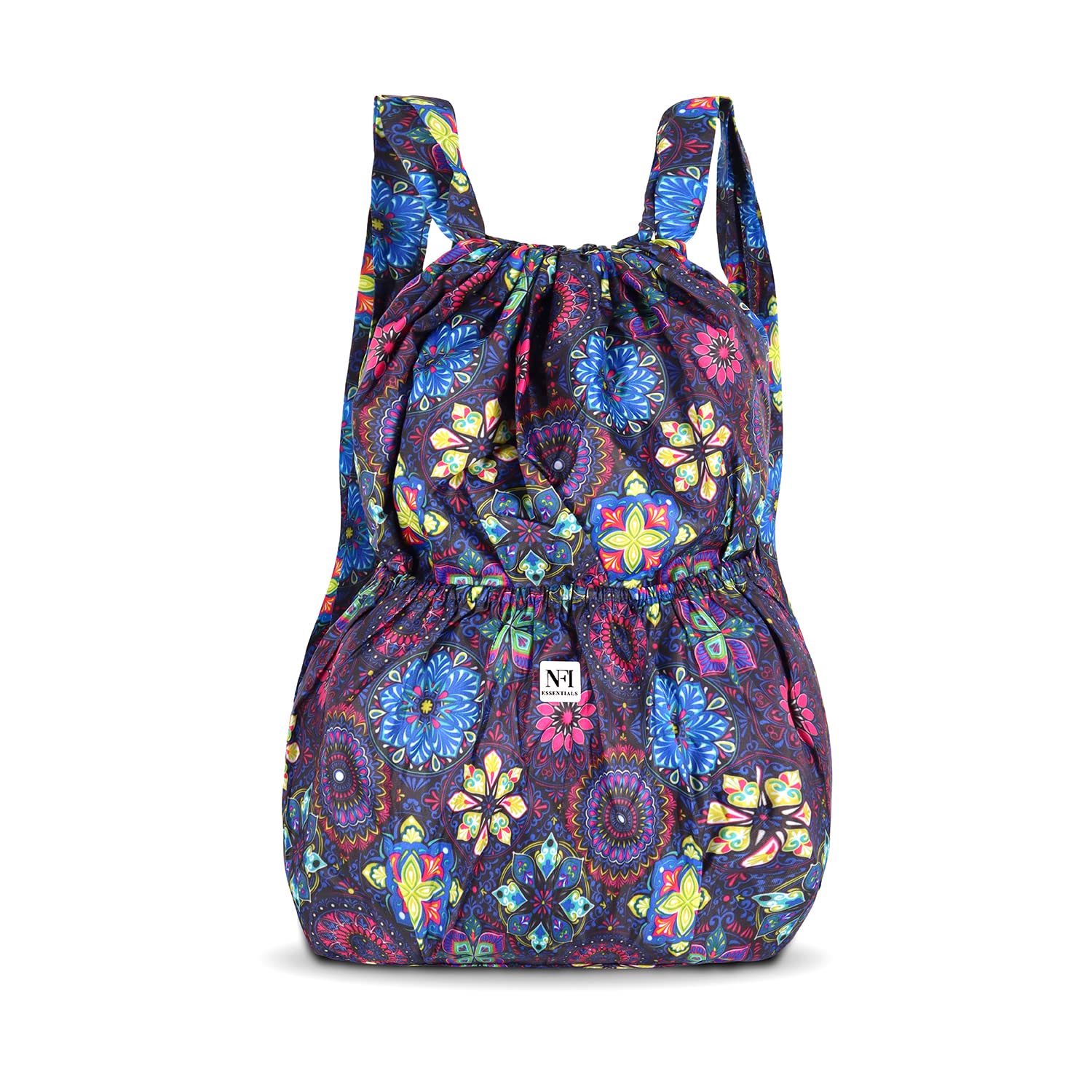 nfi essentials Floral Print Drawstring Backpack for Women Foldable Sport String Bag Sackpack Nylon for Gym, College, Yoga, Shopping-picture-13