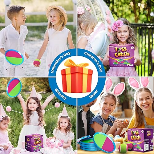 Miniatura 7 de Aywewii Juego de paletas para atrapar pelotas, juguetes de playa, piscina, patio trasero, juegos al aire libre, lanzamiento de patio trasero, edad