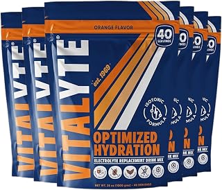 Vitalyte Electrolyte Powder Drink Mix, Isotonic Electrolyte Hydration Mix, Case Pack (6 Pack, Orange)