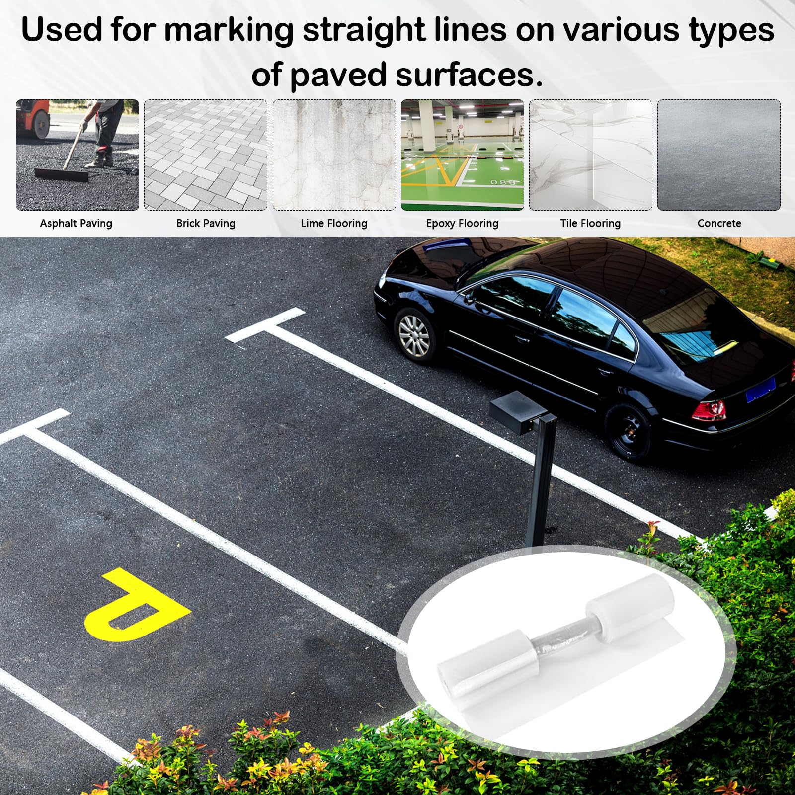 Set da 2 stencil in silicone per linee a terra, 235 x 30 cm, con due paia di guanti monouso in nitrile, riutilizzabile, per strade, campi sportivi, magazzini e aree industriali