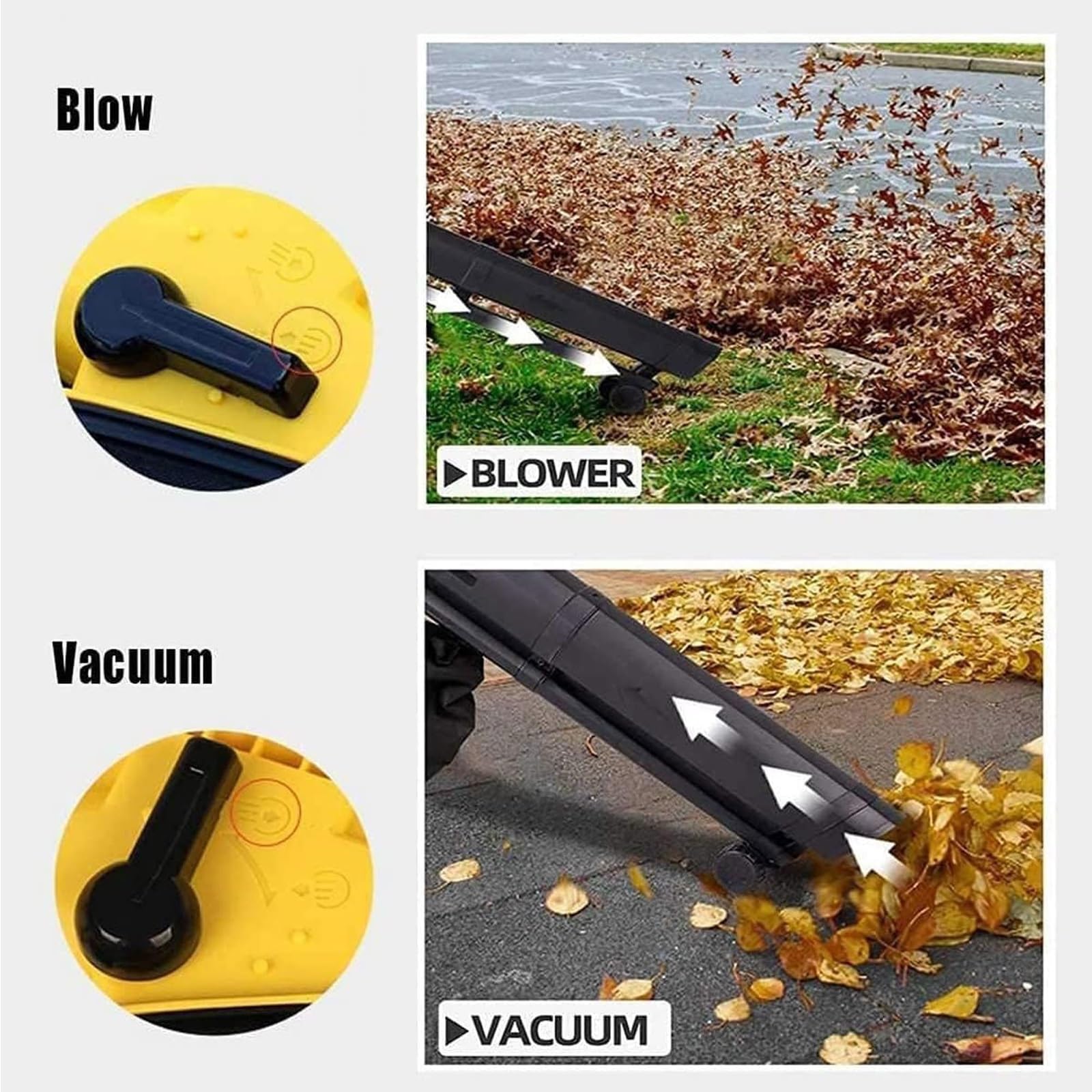 Soplador y aspirador de hojas de jardín 3 en 1, trituradora de hojas de jardín eléctrica con cable de 3000 W con bolsa recolectora de 35 L, ruedas, soplador de hojas multifunción liviano for patio